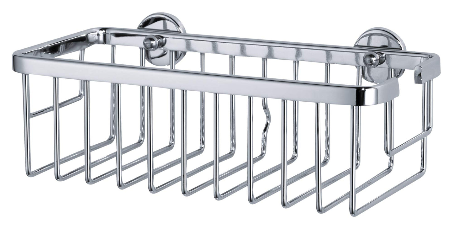 tesa Aluxx Shower Caddy - Self-adhesive, High-Gloss Chromed Aluminum Shower Basket Organizer - With tesa Power.Kit Adhesive Mounting Technology - 92
