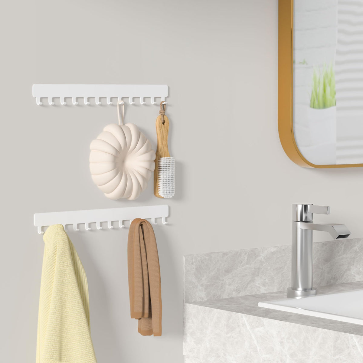 Josmimic Wall Necklace Organizer Holder: Wall Mounted Jewelry Hanging Storage Necklaces Display Hanger White 2 PCS