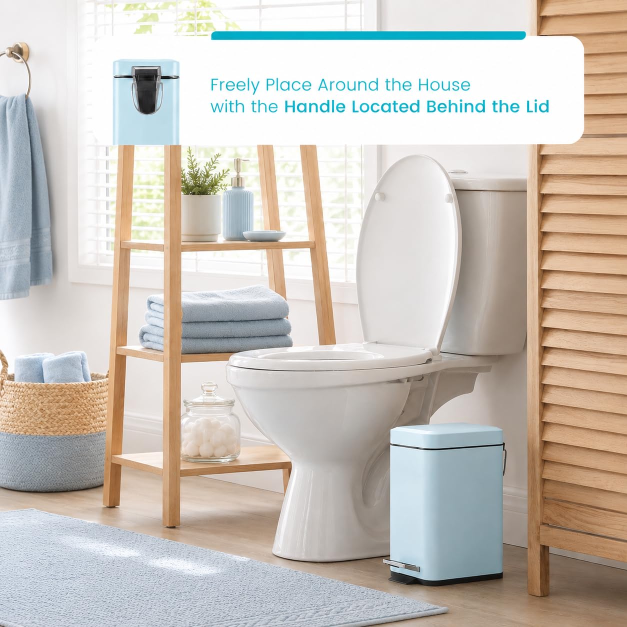 Home Zone Living 1.3 Gallon Bathroom Trash Can with a Lid, Stainless Steel Wastebasket with Slim Shape and Step Pedal for Home and Office