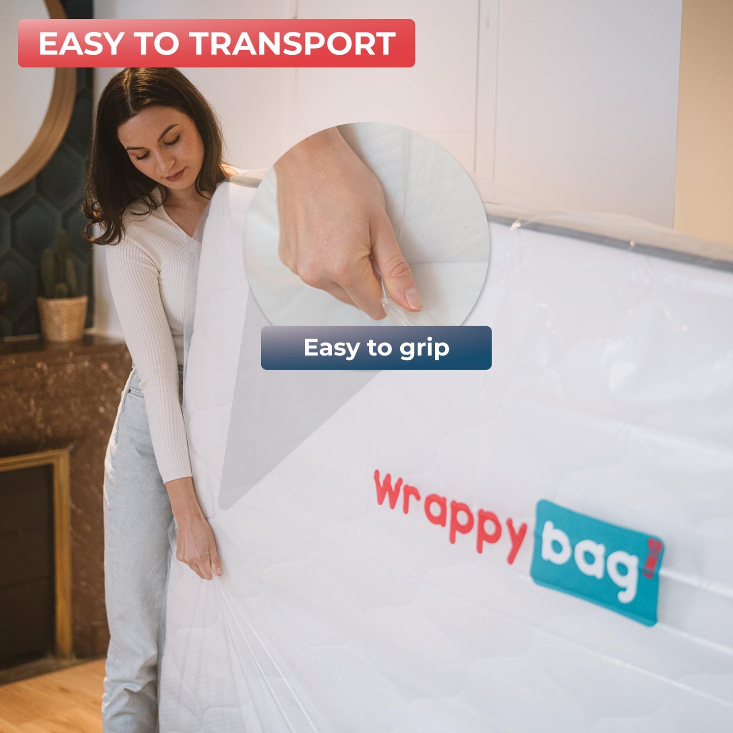 WRAPPYBAG Protective Plastic Mattress Case King Size Waterproof, Anti-Tear Storage Bag For House Moves, Storage and Transport (60" x 80") -