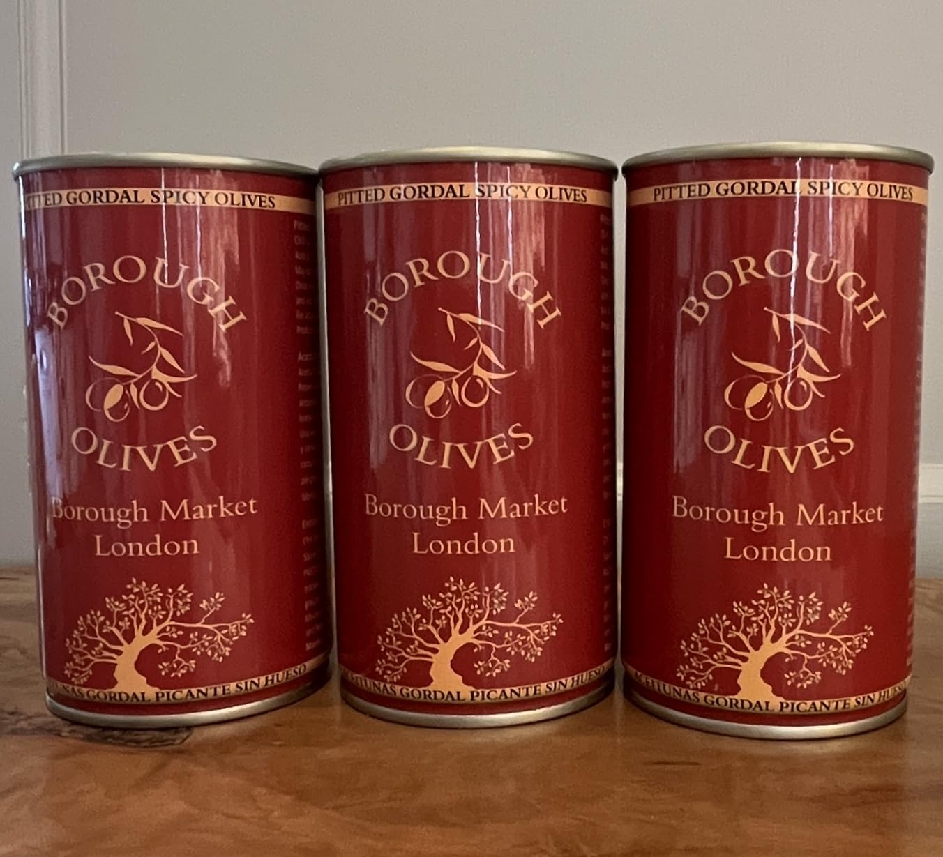 Borough Olives Pitted Green Gordal Spicy Olives, 3 x 350g