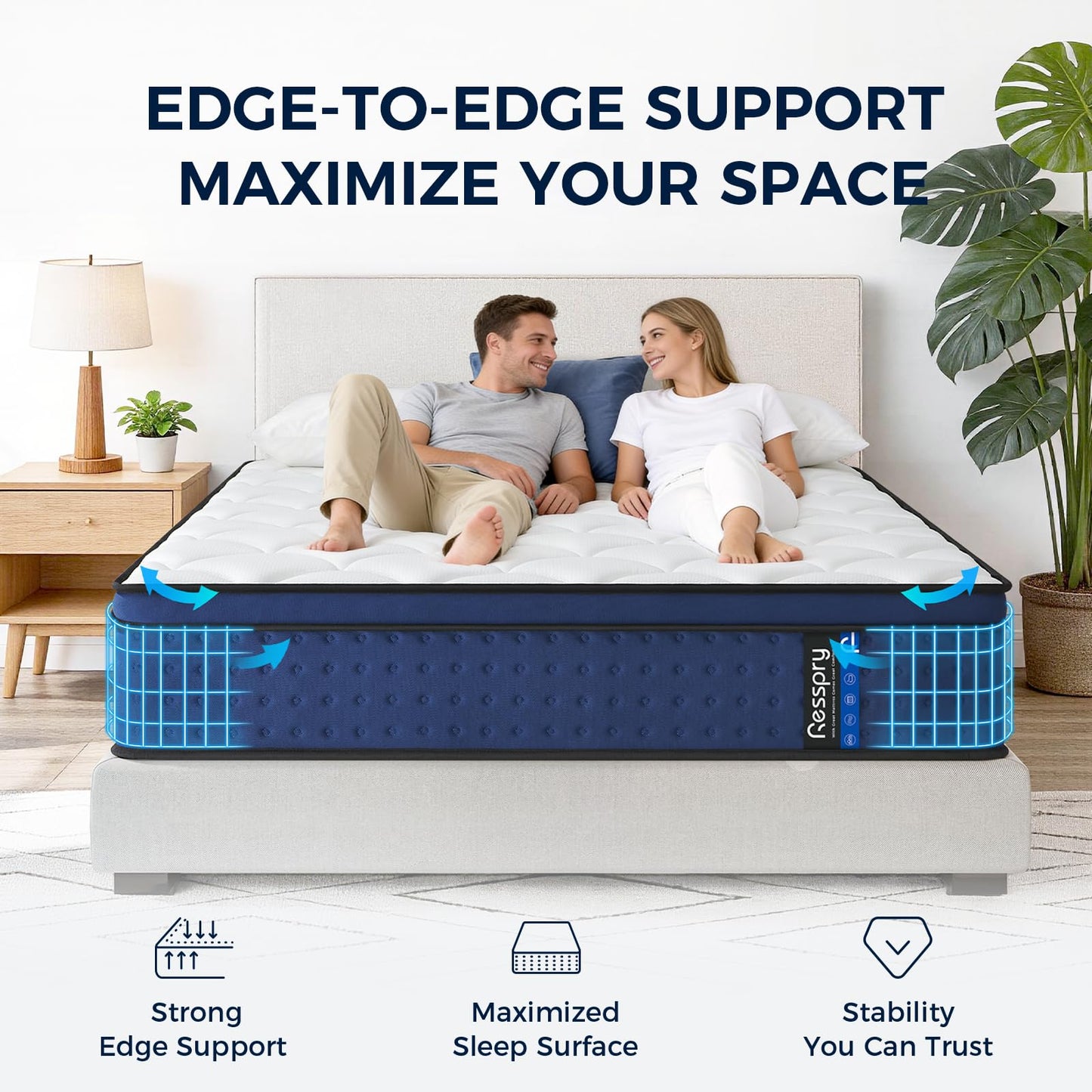 Resspry Single Mattress,12Inch Hybrid Mattress for Pressure Relief