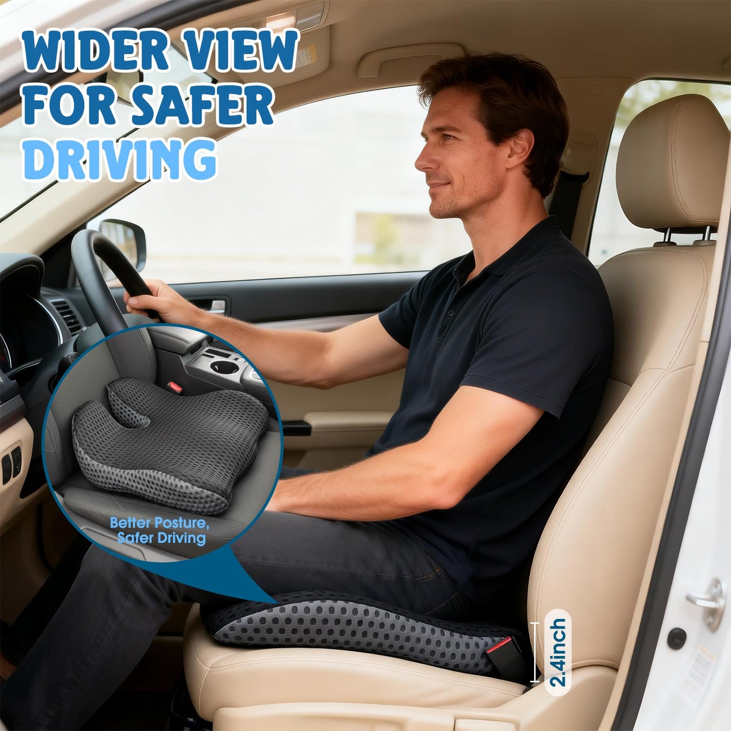 LESANM Car Seat Cushion chair cushions for Office Chair, Car, Travel, Long Sitting, Gaming, Non-Slip Base,memory foam cushions for chairs Black