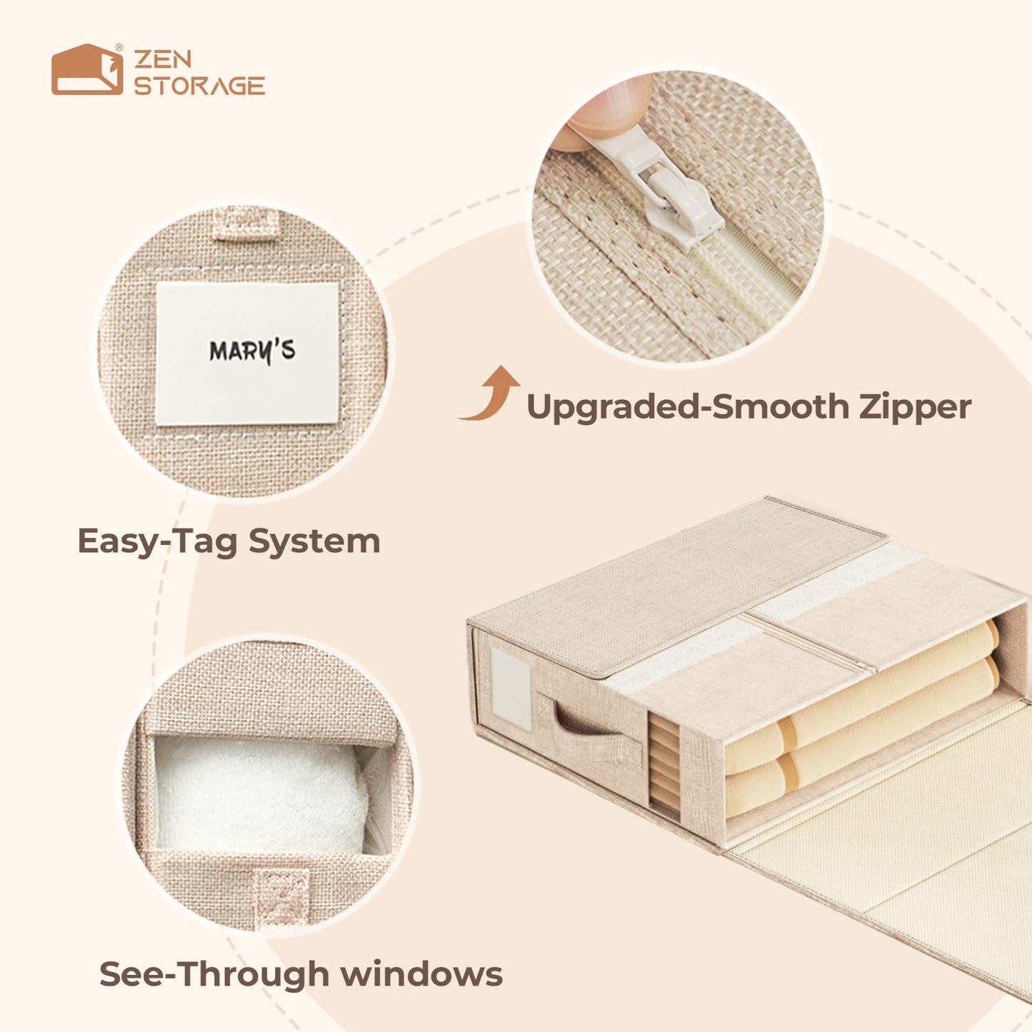 ZenStorage Sheet Organizers and Storage for Linen Closet, 8Pack Beige