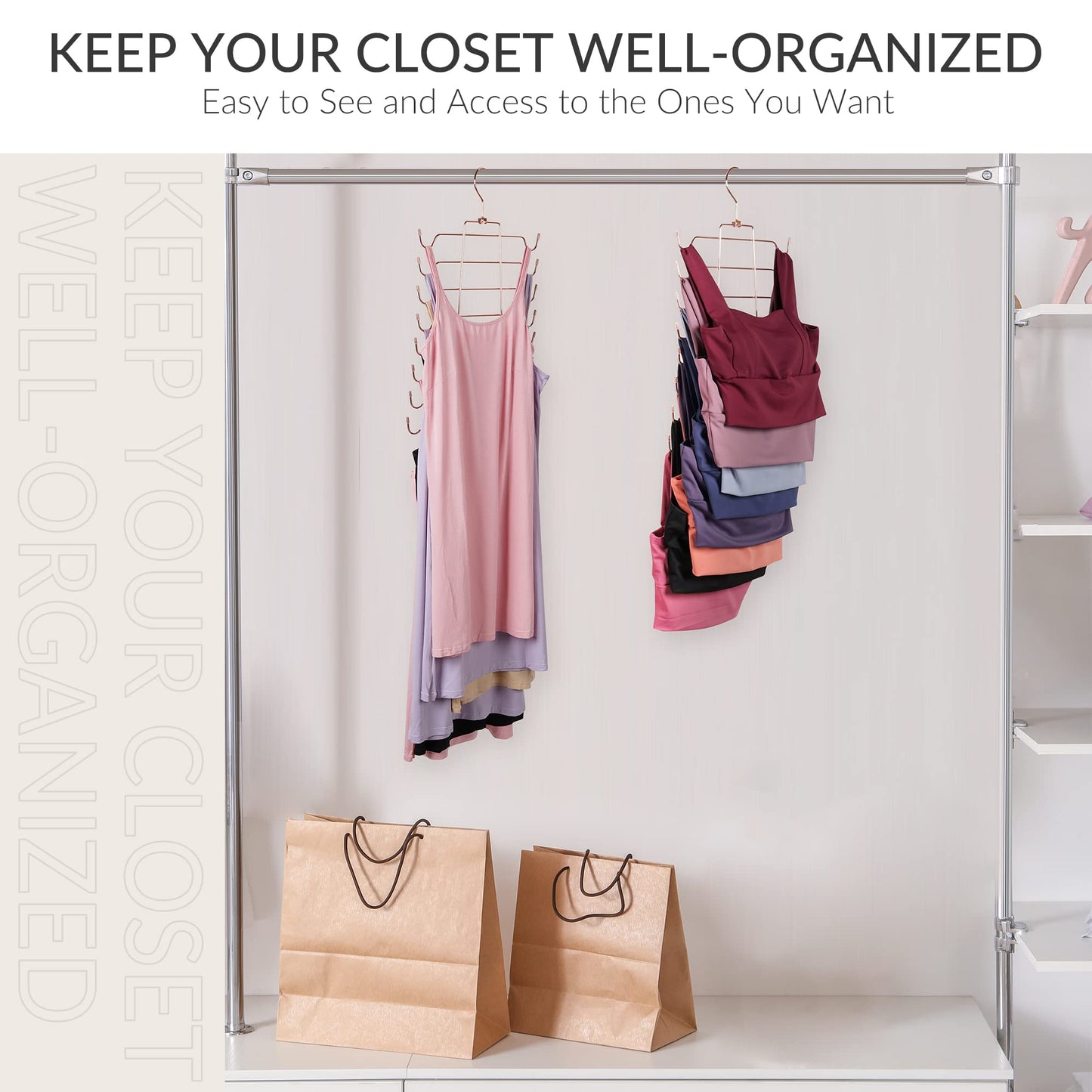 ZEDODIER Tank Top Hanger, 2 Pack Space Saving Hangers, Non-Slip Hanging Bras Holder