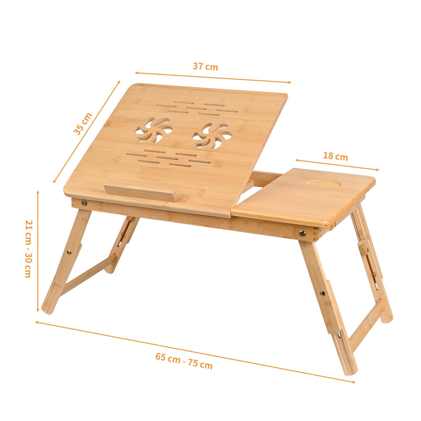 VASMIA Laptop Table,Laptop Desk for Bed with Adjustable Angle and Height,Bamboo Folding Desk for Working Reading and Breakfast,Natural