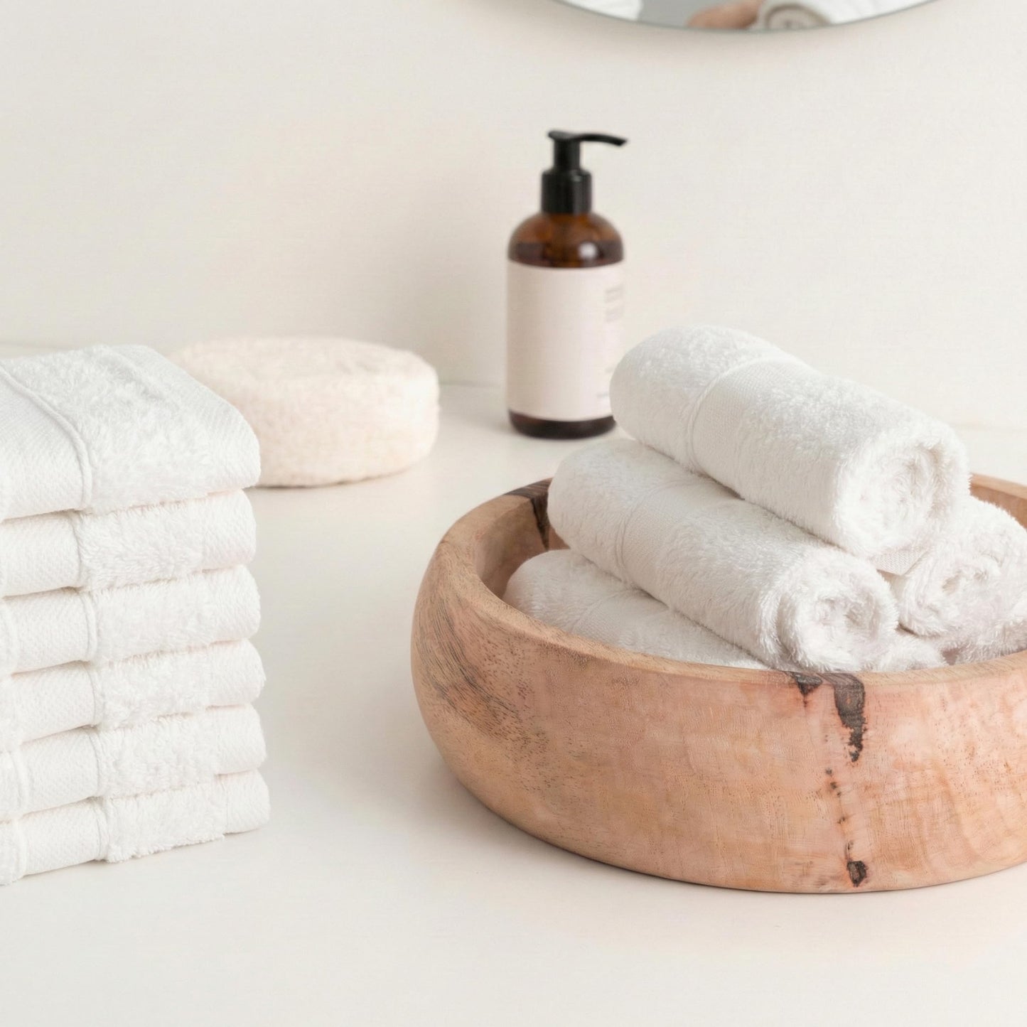 Todocama - Set of 12 Hand Towels (30 x 30 cm) 100% Soft and Absorbent Cotton, 550 gsm Premium, (White)