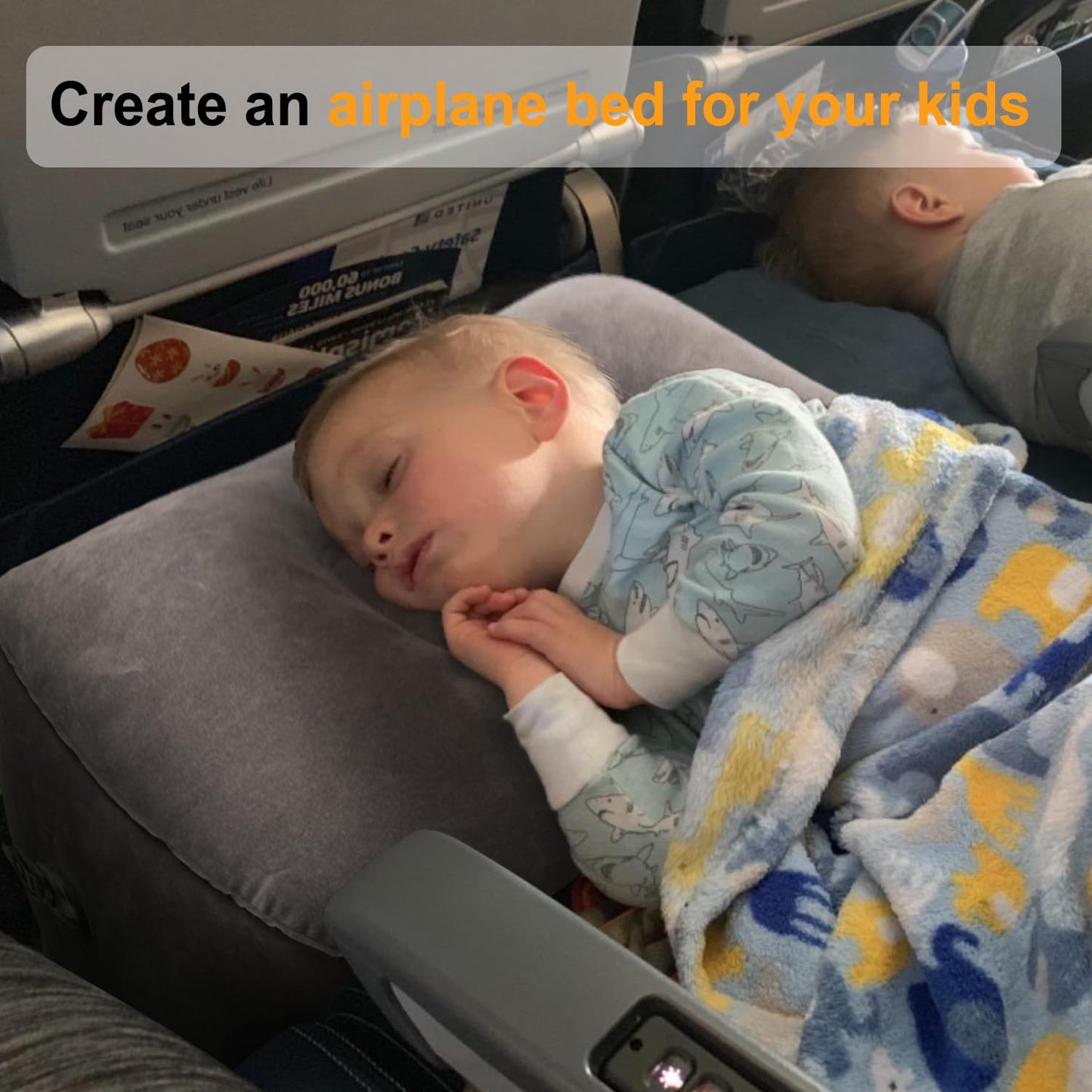 Maliton Airplane Footrest, Inflatable Foot Rest for Kids, Adjustable Height