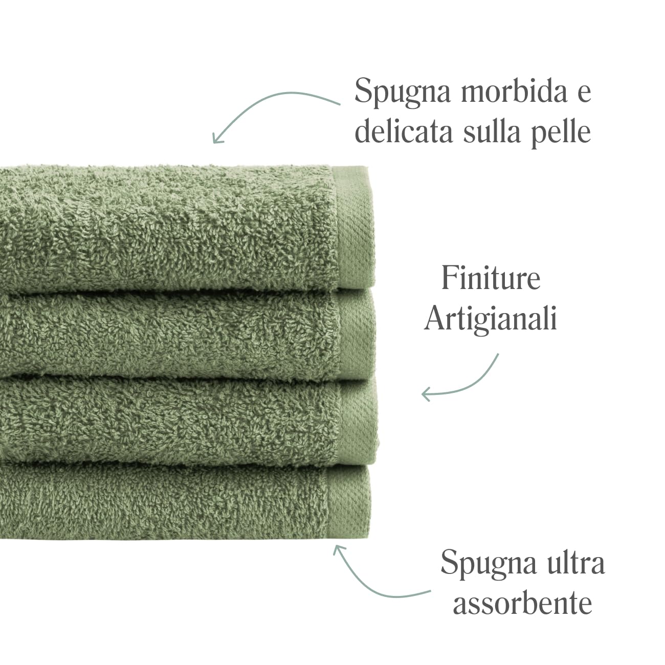 NELLA BIAGINI Minerva Bath Towels 30 x 30 cm, Set of 4, 100% Pure Terry Cotton, 420 g/m², Soft, Absorbent, Practical, Durable, Solid Colour