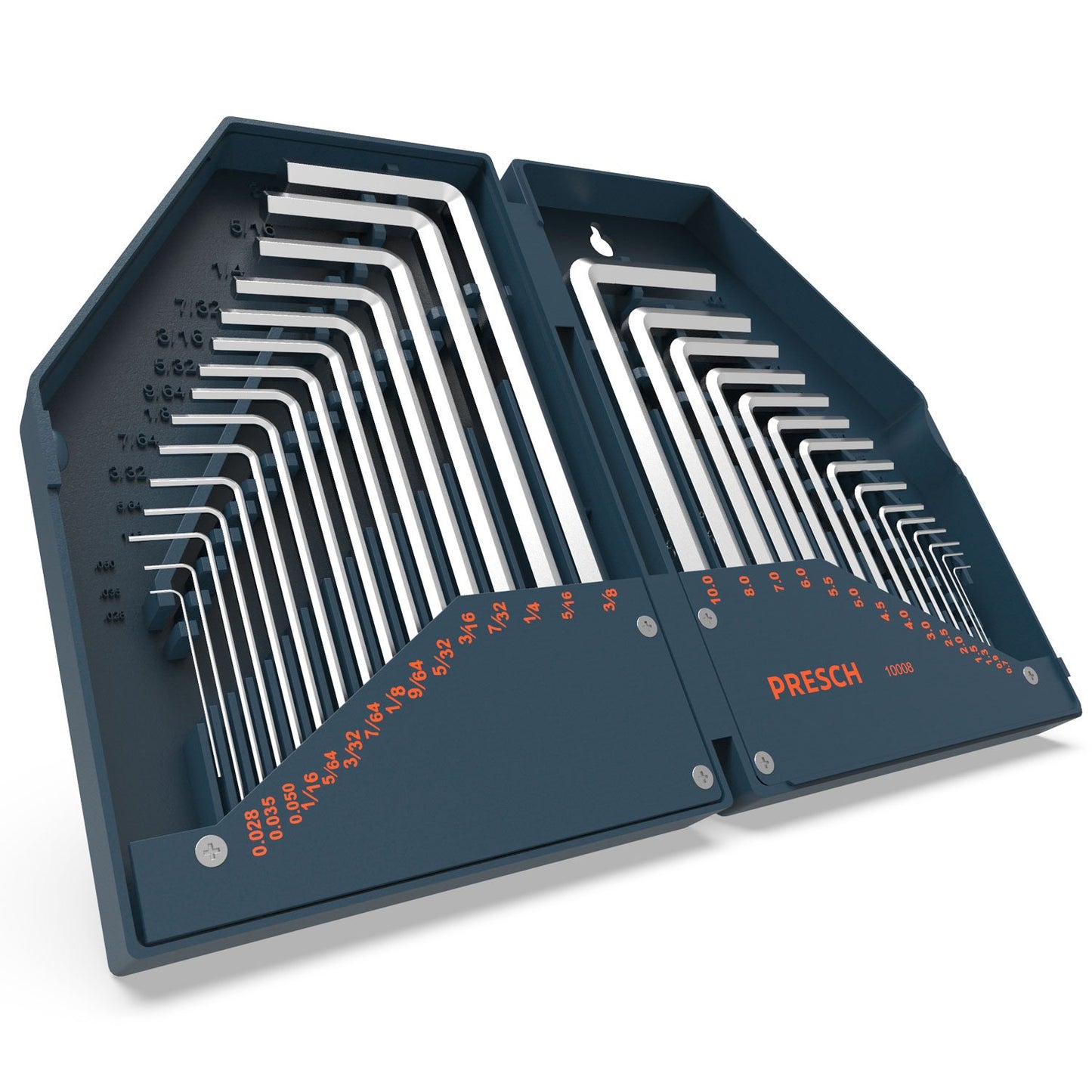 PRESCH Hex Key Set HX 30pcs. - Metric and Imperial Hex Keys - Large Hexagon Keys, Wrench in one Compact Box for Hanging up
