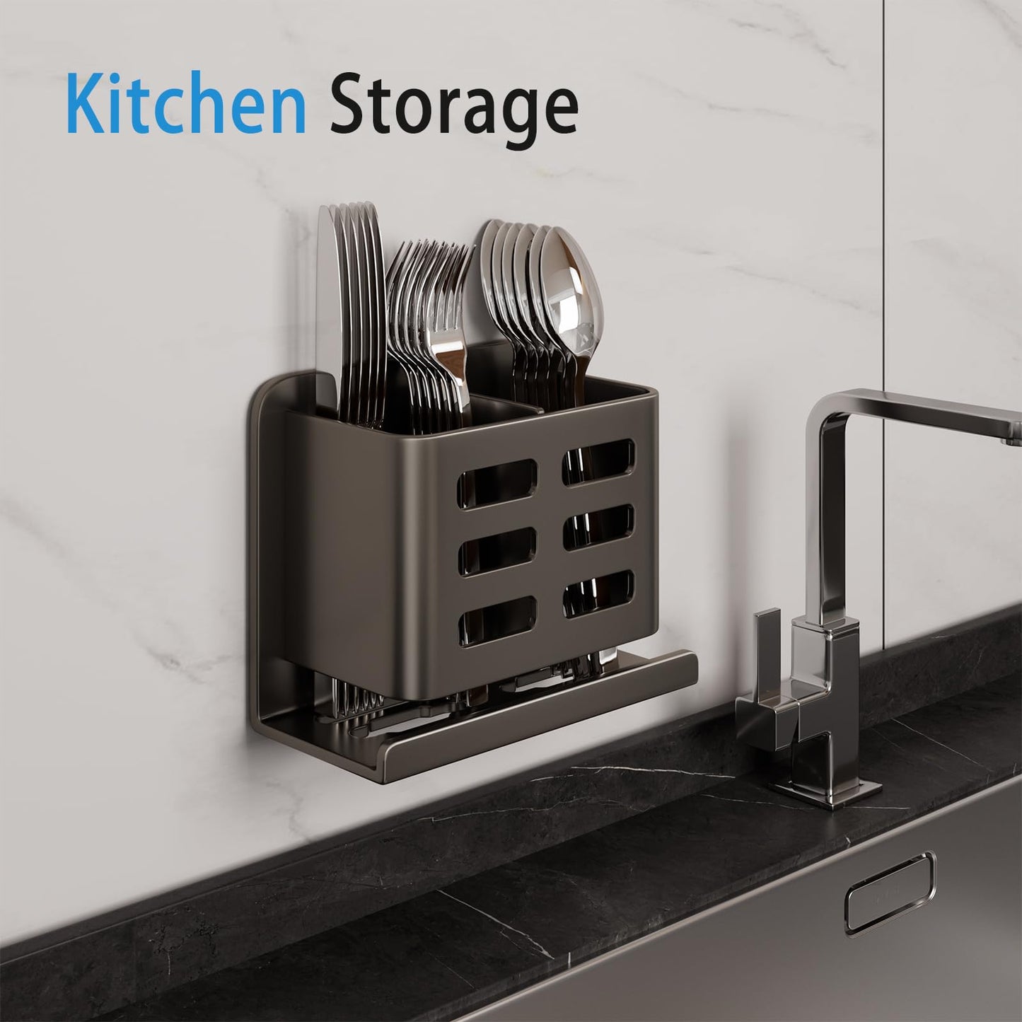 YESENT Black Toothbrush Holder wall Mount, Aluminum,No Drilling Required