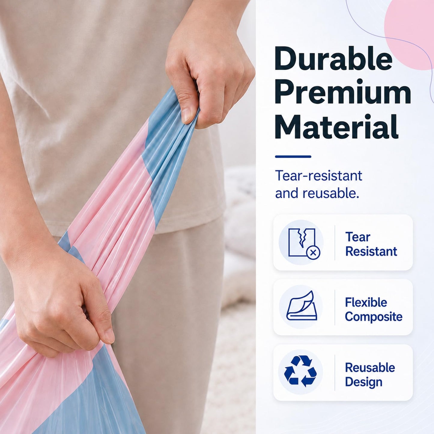 No Pump Vacuum Storage Bags,5Pcs Large Capacity Compression Bag,100x80x30cm