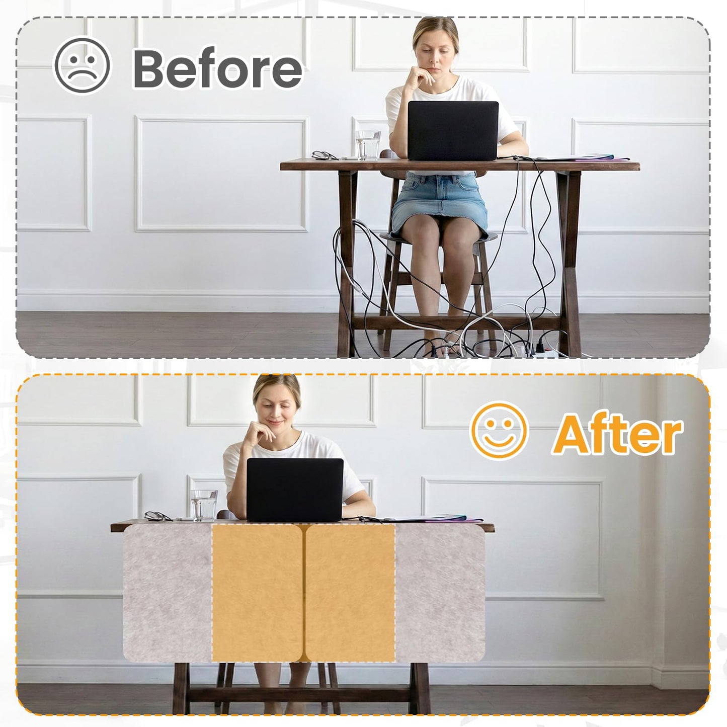 2-Pack Felt Desk Dividers, Clamp-On Privacy Panels, 40 x 60 cm, Oatmeal