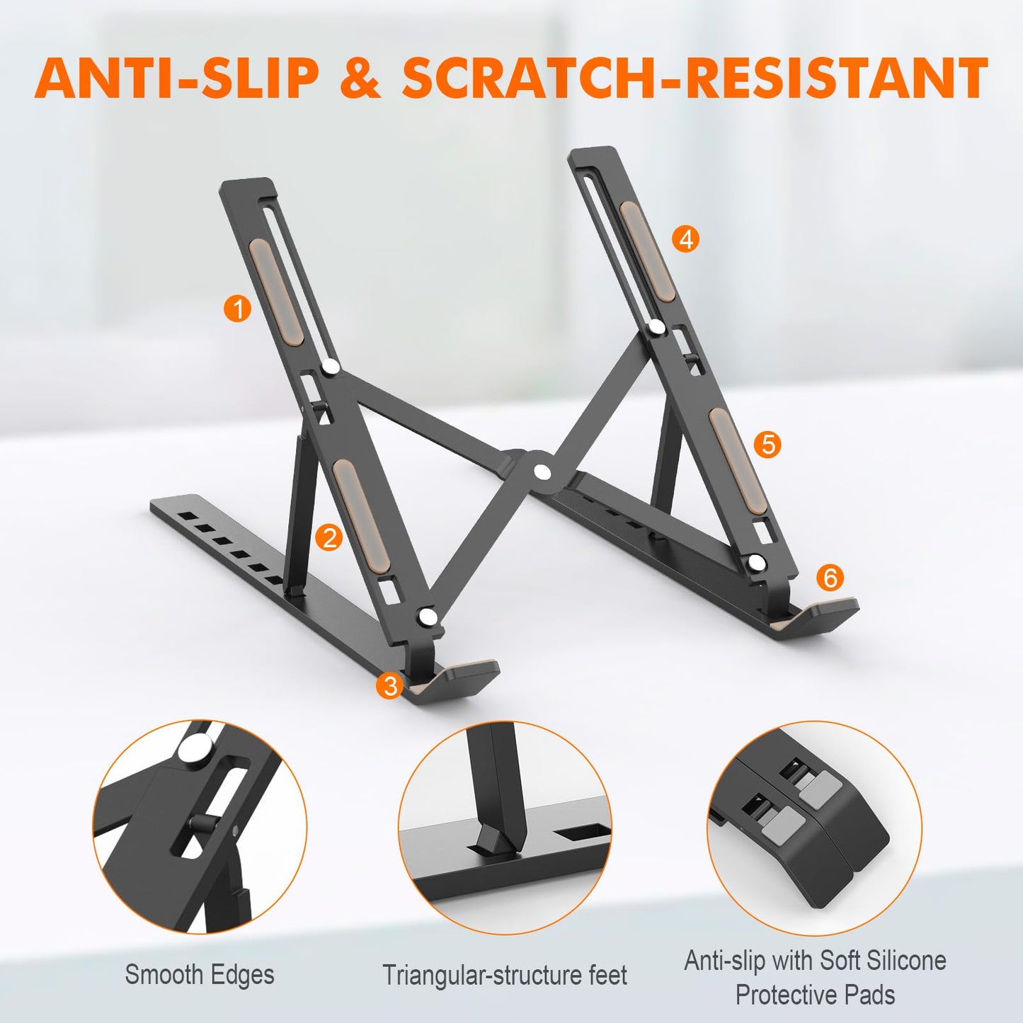 GRIFEMA Laptop Stand for Desk, Aluminum Laptop Riser 7-Angle Adjustable