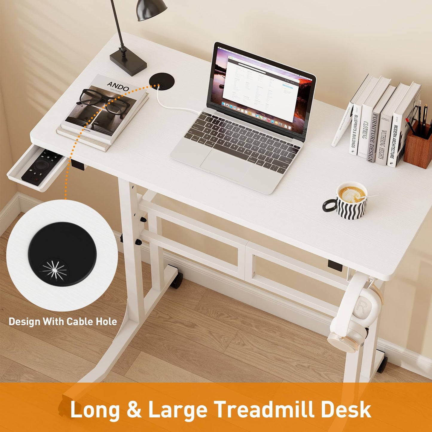 ikkle Standing Desk with Wheels, 34 Inch Height Adjustable Treadmill Training Table, Mobile Sit Stand Up Desk