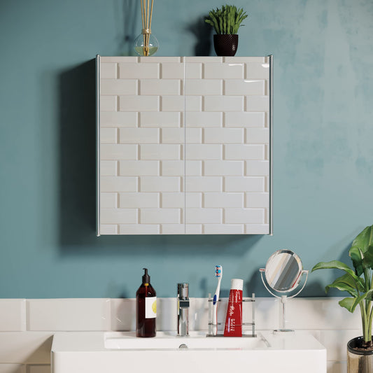 Bath Vida Tiano Bathroom Cabinet Double Mirror Wall Mounted Stainless Steel Modern Storage Cupboard