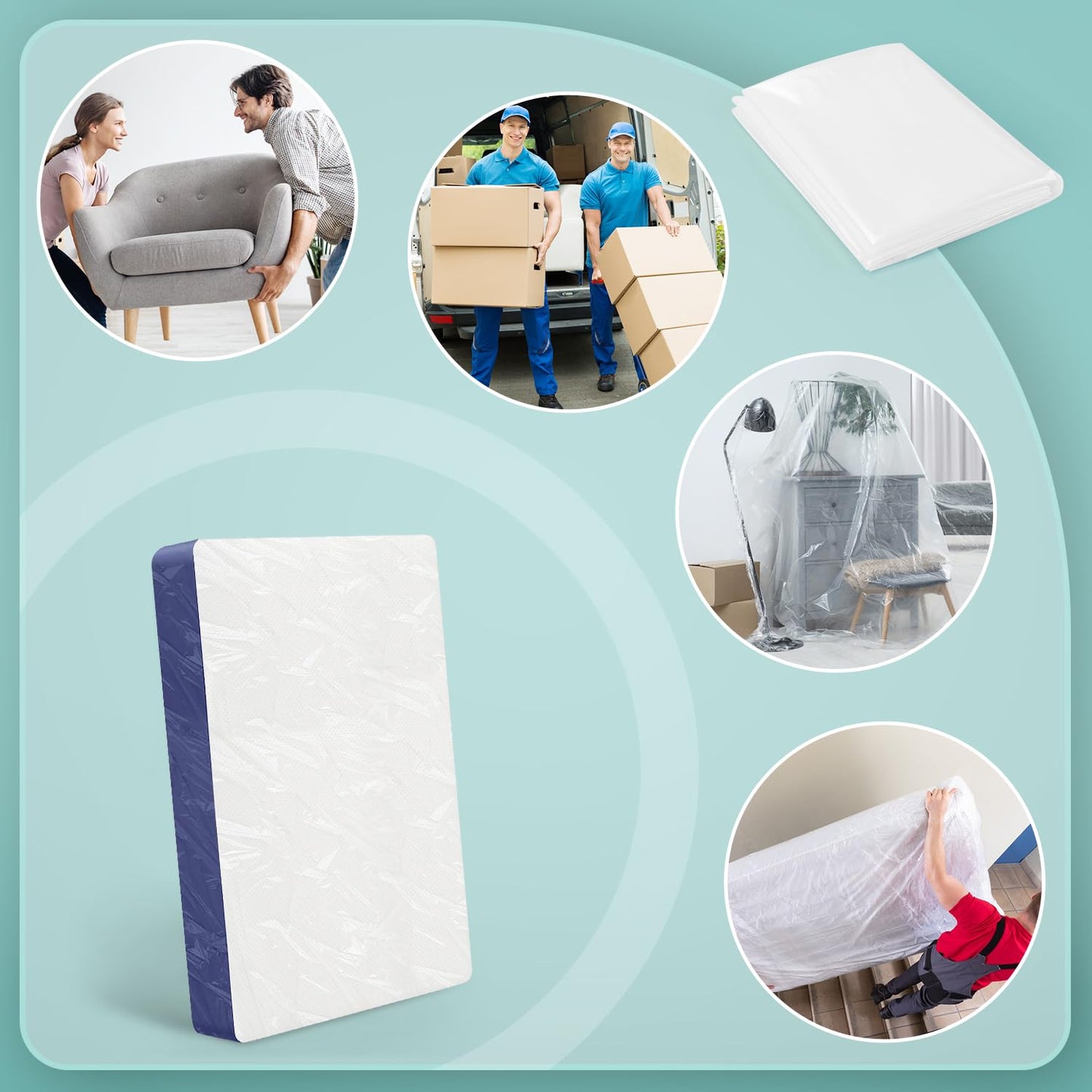 Double Mattress Bag for Moving and Storage,Mattress Protector Storage Bag,Waterproof Mattress Storage Bag,Heavy Duty, Reusable, Tearproof (Super King)
