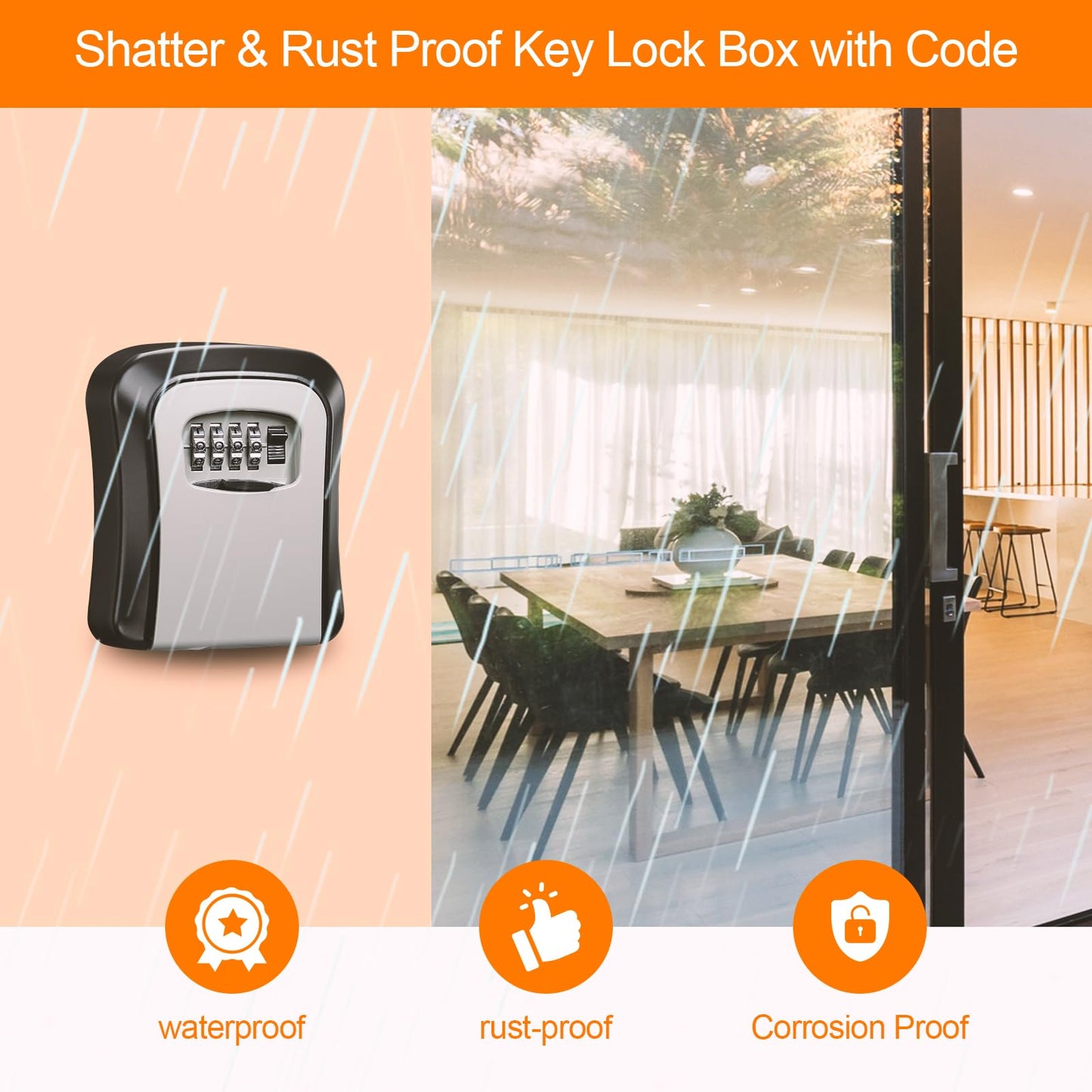 Key Safe Wall Mounted, Key Safe Lock Box outdoor with 4 Digit Combination, Heavy Duty Waterproof Key Cabinet for Home Garage School