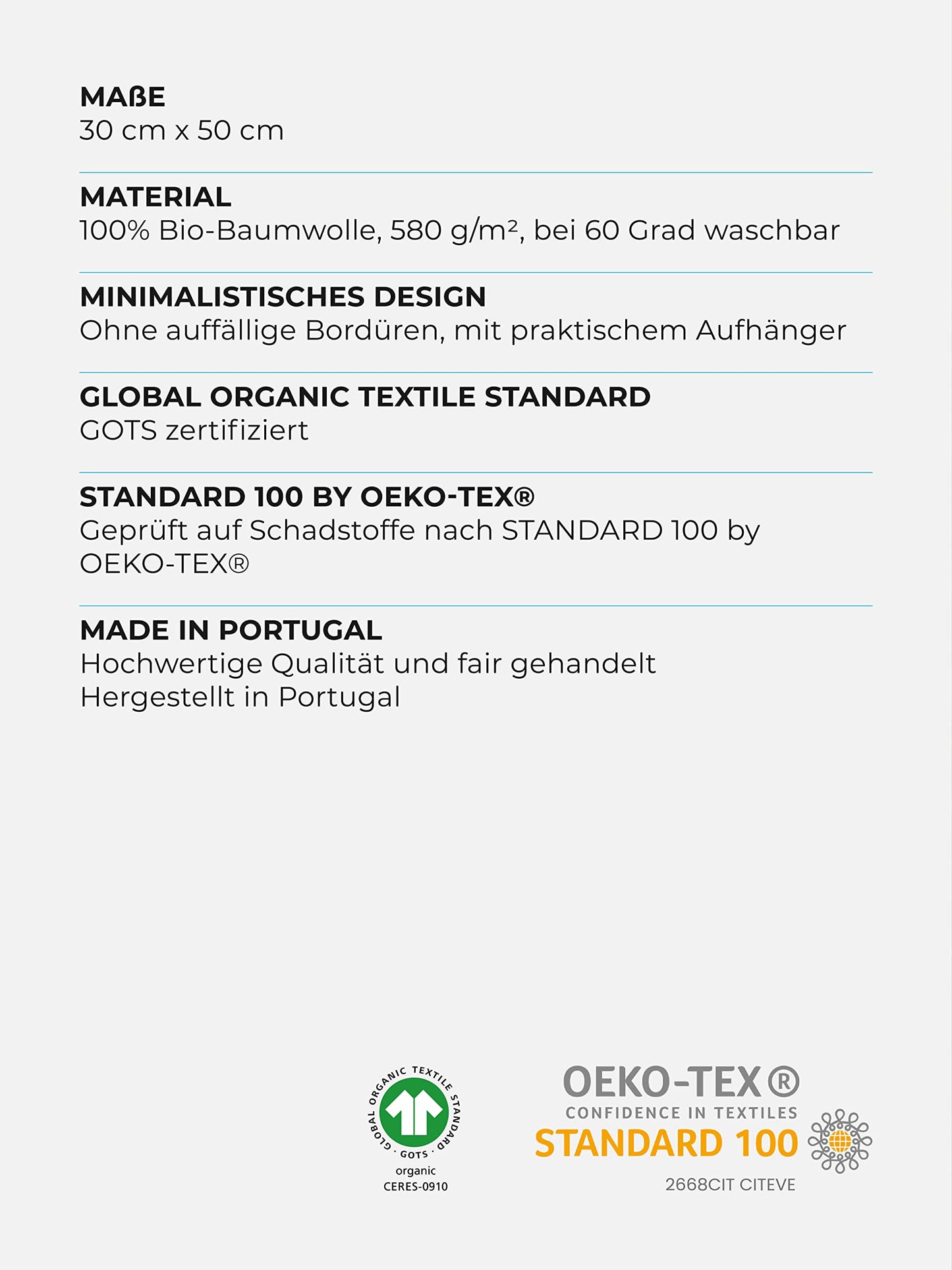 Sowel® Guest Towels 30 x 50 cm, 100% Organic Cotton, Premium Quality, Hand Towel Made in Portugal, Navy