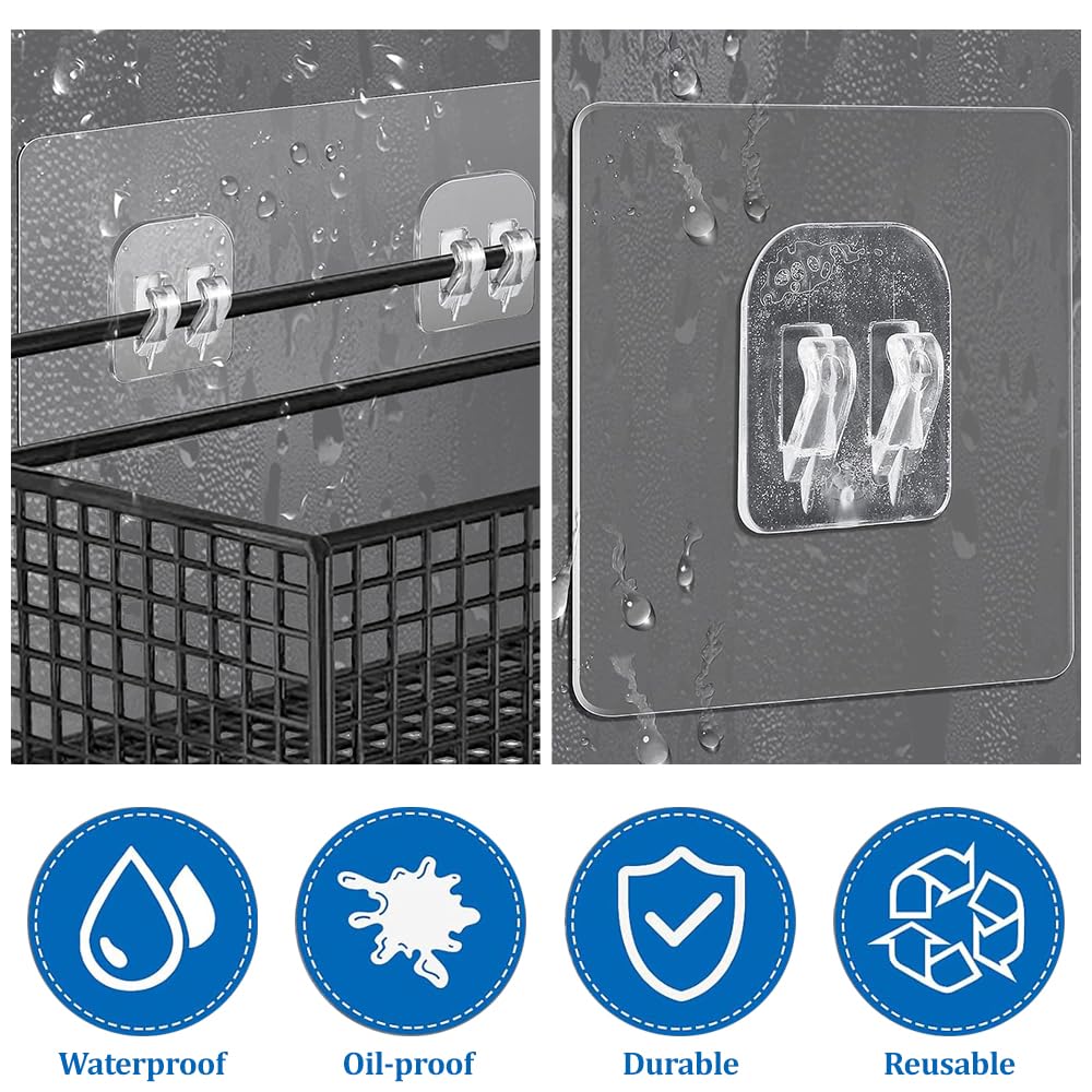 WOLMIK Shower Caddy Adhesive Replacement - 6 PCS Corner Shower Caddy Adhesive Sticker Hooks with Scraper