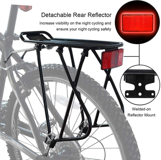 Bike Cargo Rack Bungee Cargo Net & Reflective Logo Universal Adjustable Bicycle Rear Luggage Touring Carrier Racks 25kg Capacity Mountain Road Bike