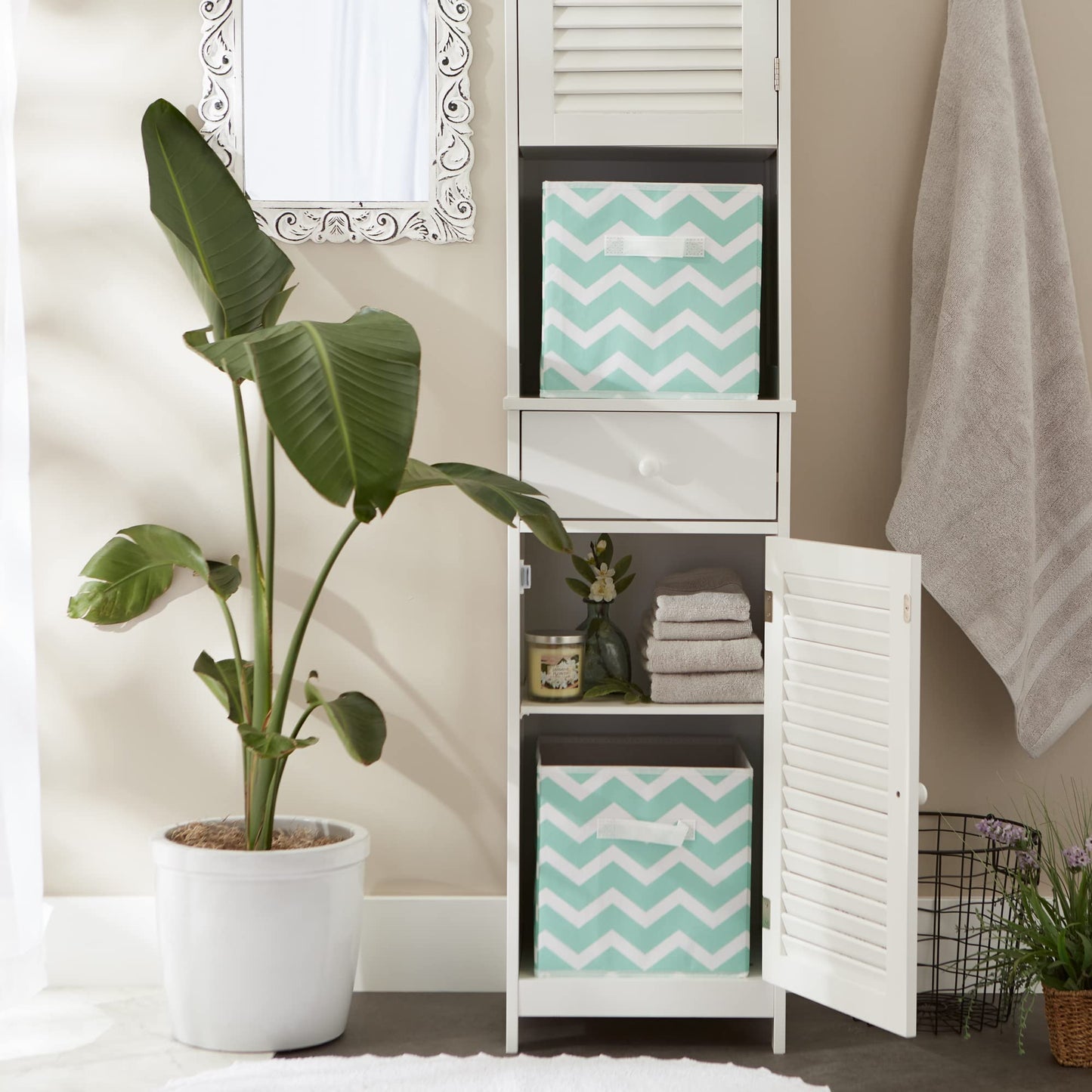 DII Foldable Fabric Storage Bins for Nursery, Offices, Home, Containers are Made to Fit Standard Cube Organizers, Small (2), Aqua