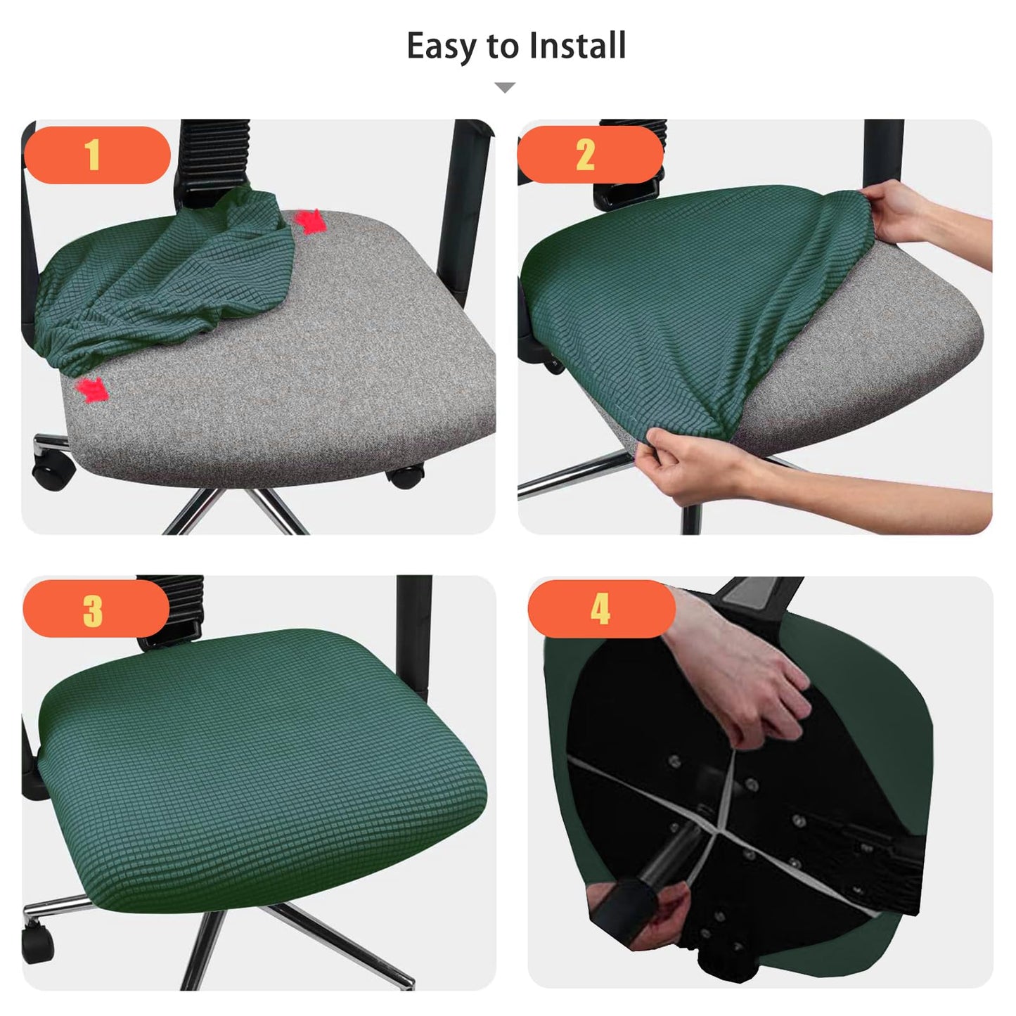 FYTXSZ Office Chair Seat Cover Stretch Elastic Universal Fit Washable Slipcover Seat Protector for Desk Swivel Computer Chairs