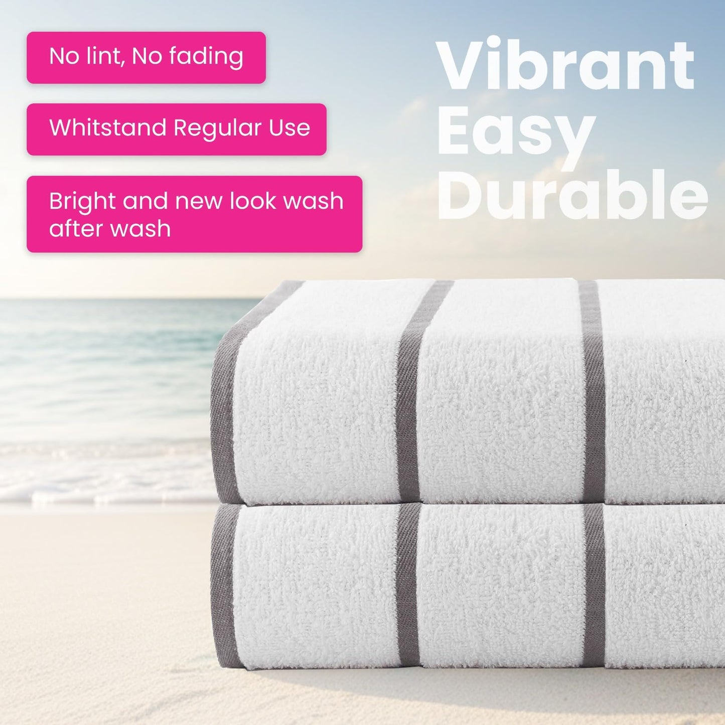 CASA COPENHAGEN Cabana Pool 4-piece set of large bath towels, 76x152 cm, 550 GSM, designed in Denmark, made from soft Egyptian cotton for bathroom