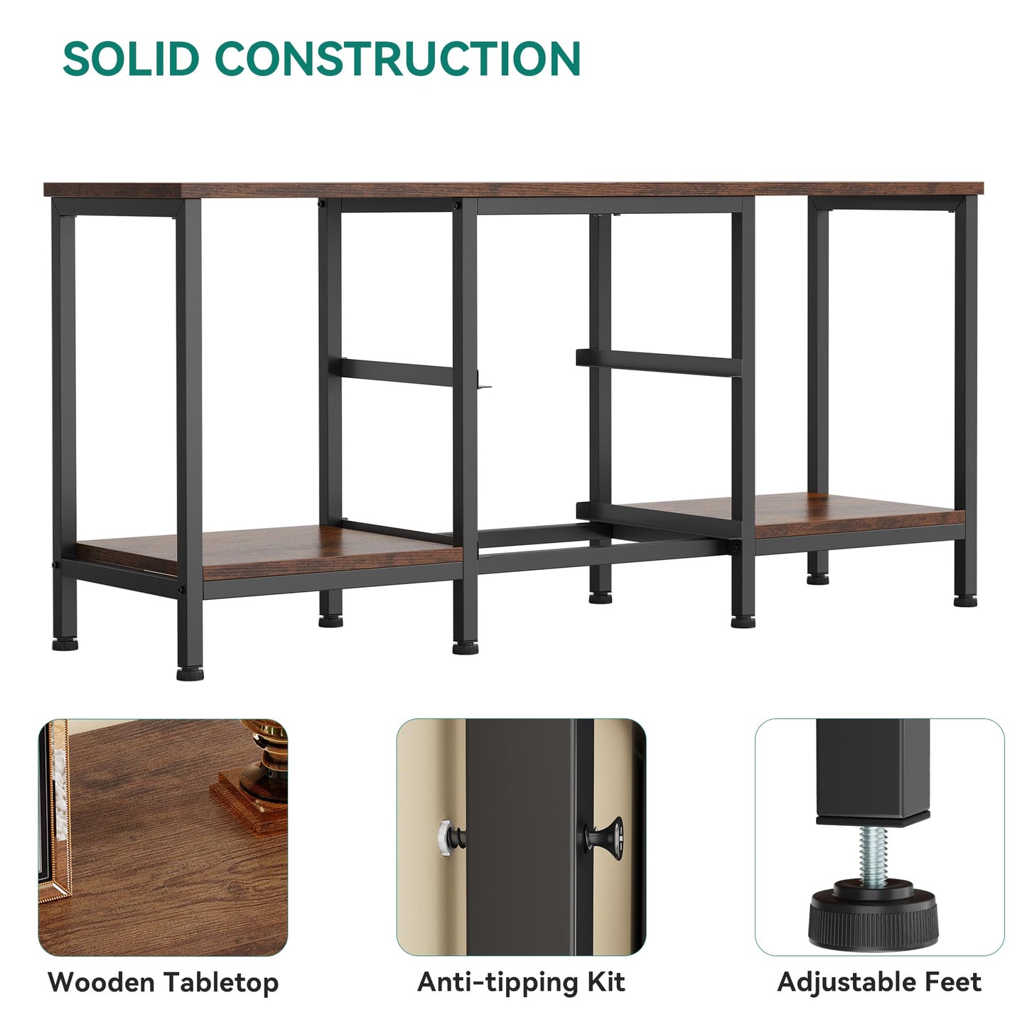 YITAHOME TV Stand, TV Cabinet up to 47 Inch, TV Unit with 2 Fabric Drawers and 2 Open Shelves, 110 x 30 x 50cm Chest of Drawers for Living Room