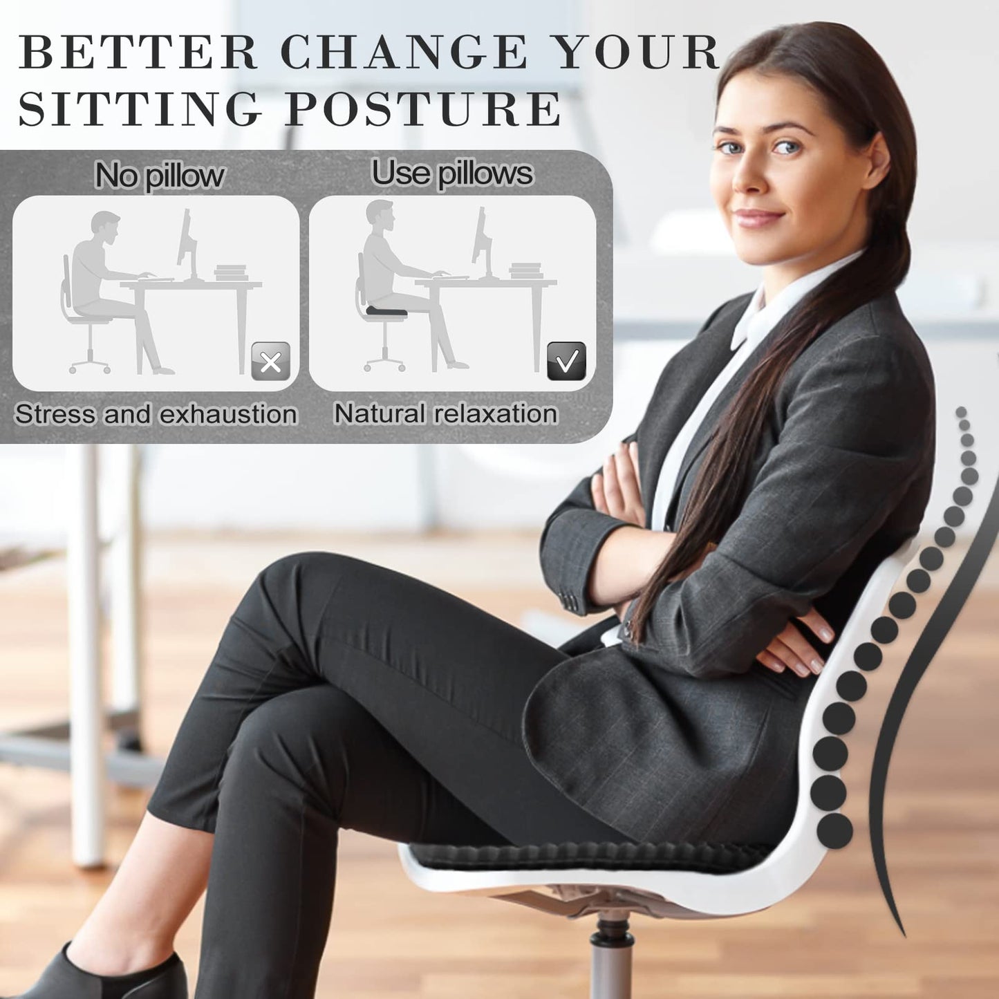Gel Seat Cushion, Double Thick Breathable Seat Cushion Cool Gel Cushion Honeycomb Design,Breathable Lumbar Cushion With Non-Slip,Pressure Pain relief