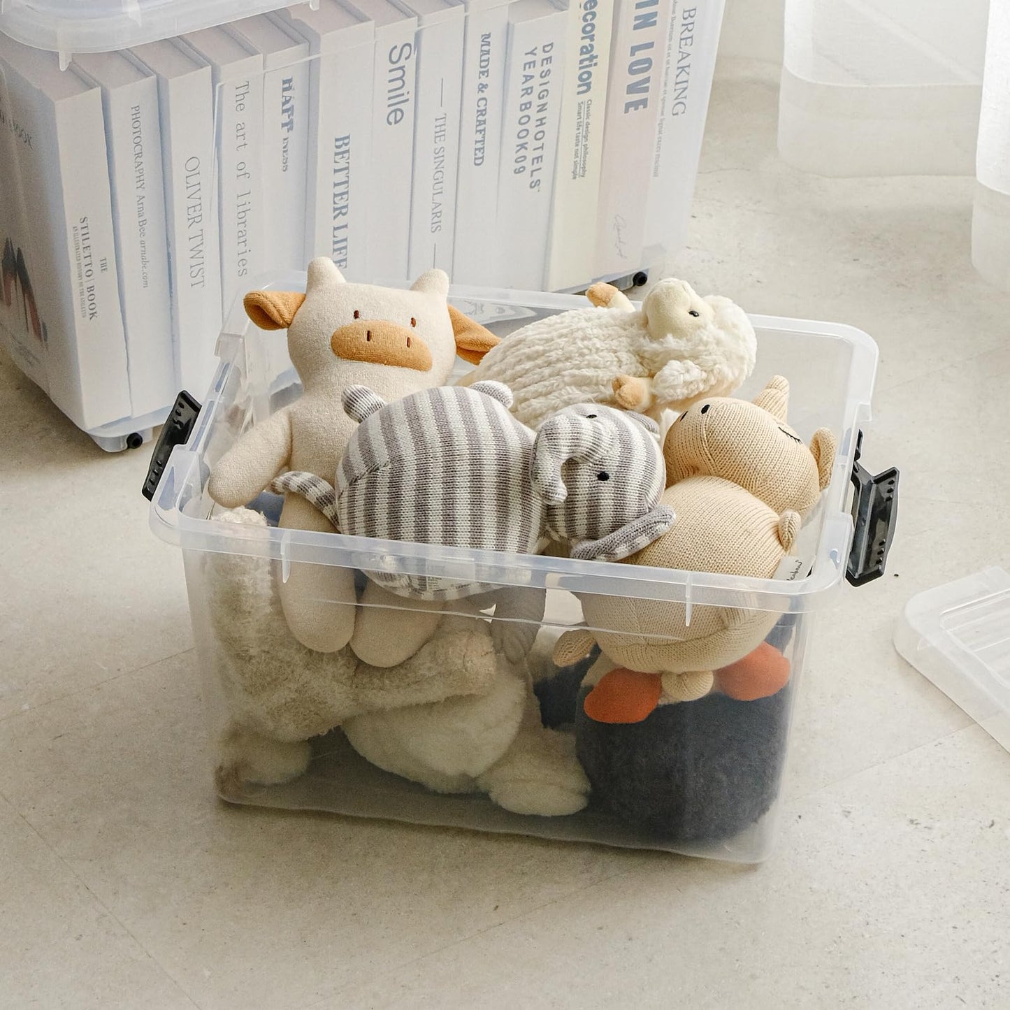 Cetomo 15L*3 Storage Boxes with Lids, Plastic Storage Box with Secure Side Latches, PP Nestable and Stackable Clear Organizer for Home, Office