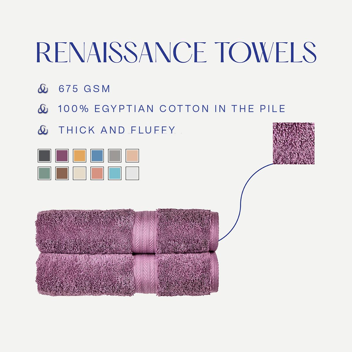 Christy Renaissance 6 Piece Towel Set | Berry Purple | 100% Egyptian Cotton Pile | Luxuriously Soft and Super Absorbent | 675 GSM
