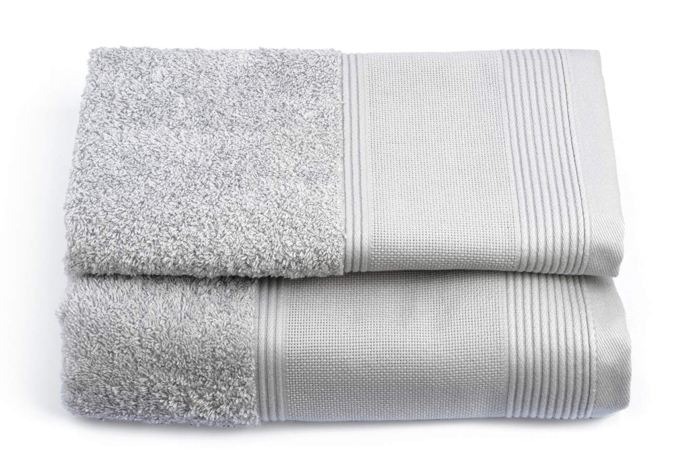 Filet Ago.fil S.r.l. Embroidered Towel Set (1+1) Pair of 100% Cotton, Grey, 60 x 105 – 40 x 60 cm
