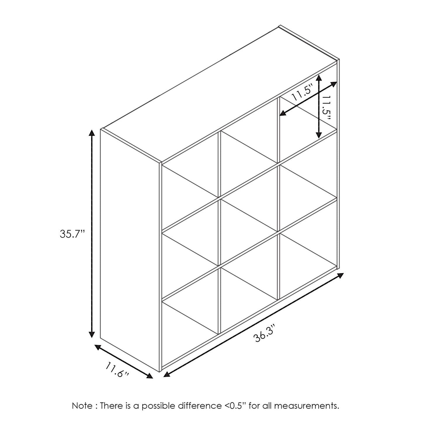 Furinno Pelli Cubic Storage Cabinet, 3x3, Espresso