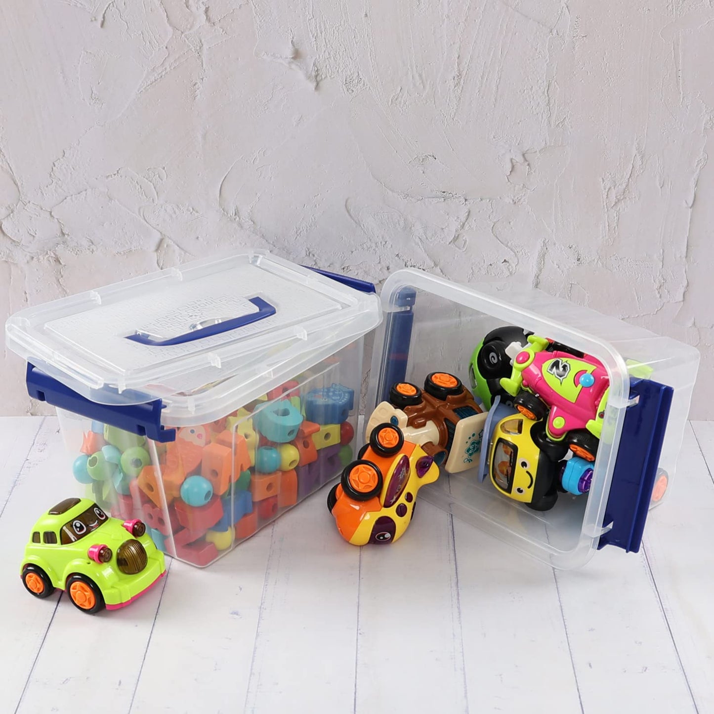 Bblina Clear Plastic Storage Boxes, 3 Liter Small Boxes with Lids, 6 Pack