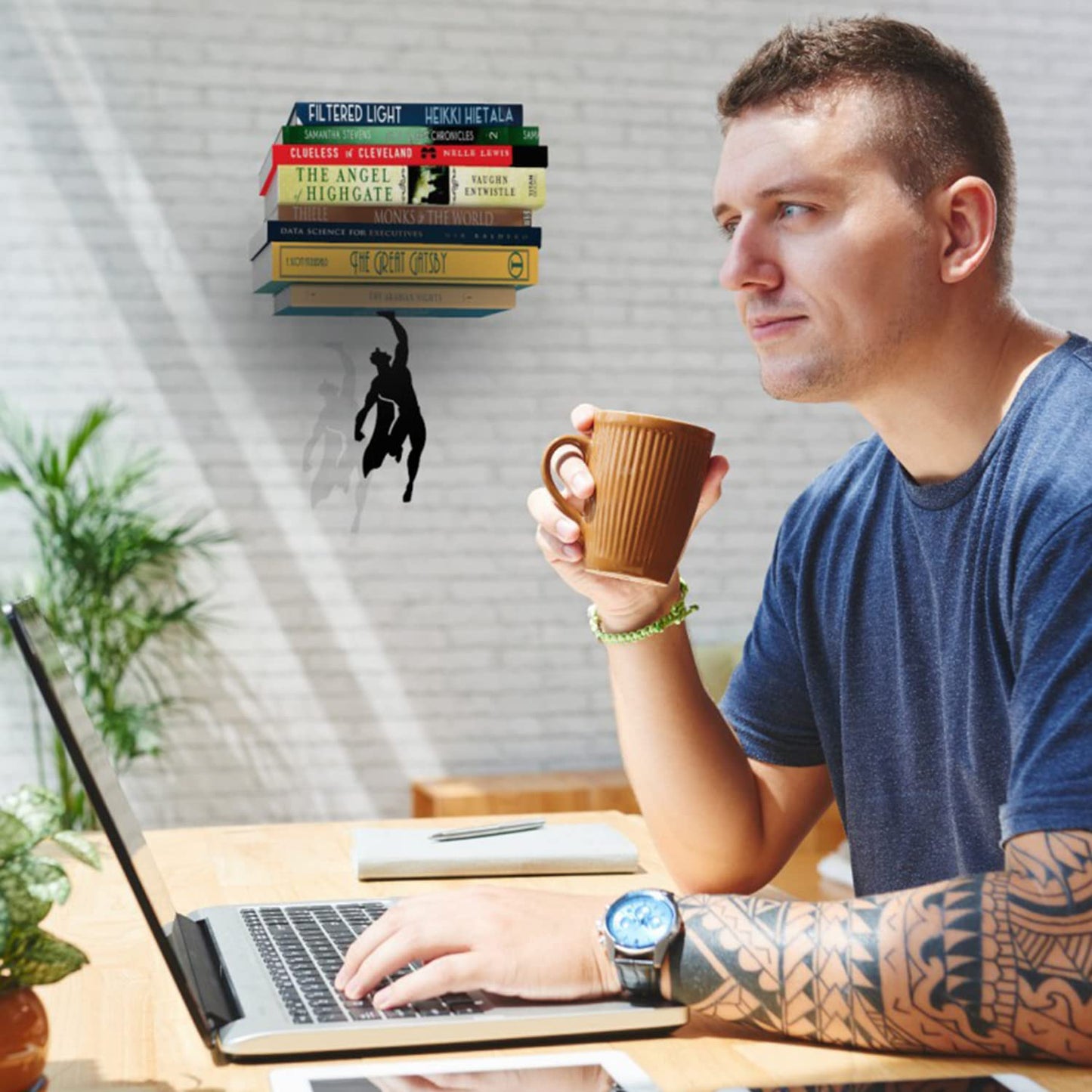 Artori Design Supershelf | Black Metal Superhero Floating Bookshelf | Concealed | Hidden Shelf | Unique Book Shelves | Gifts for Geeks