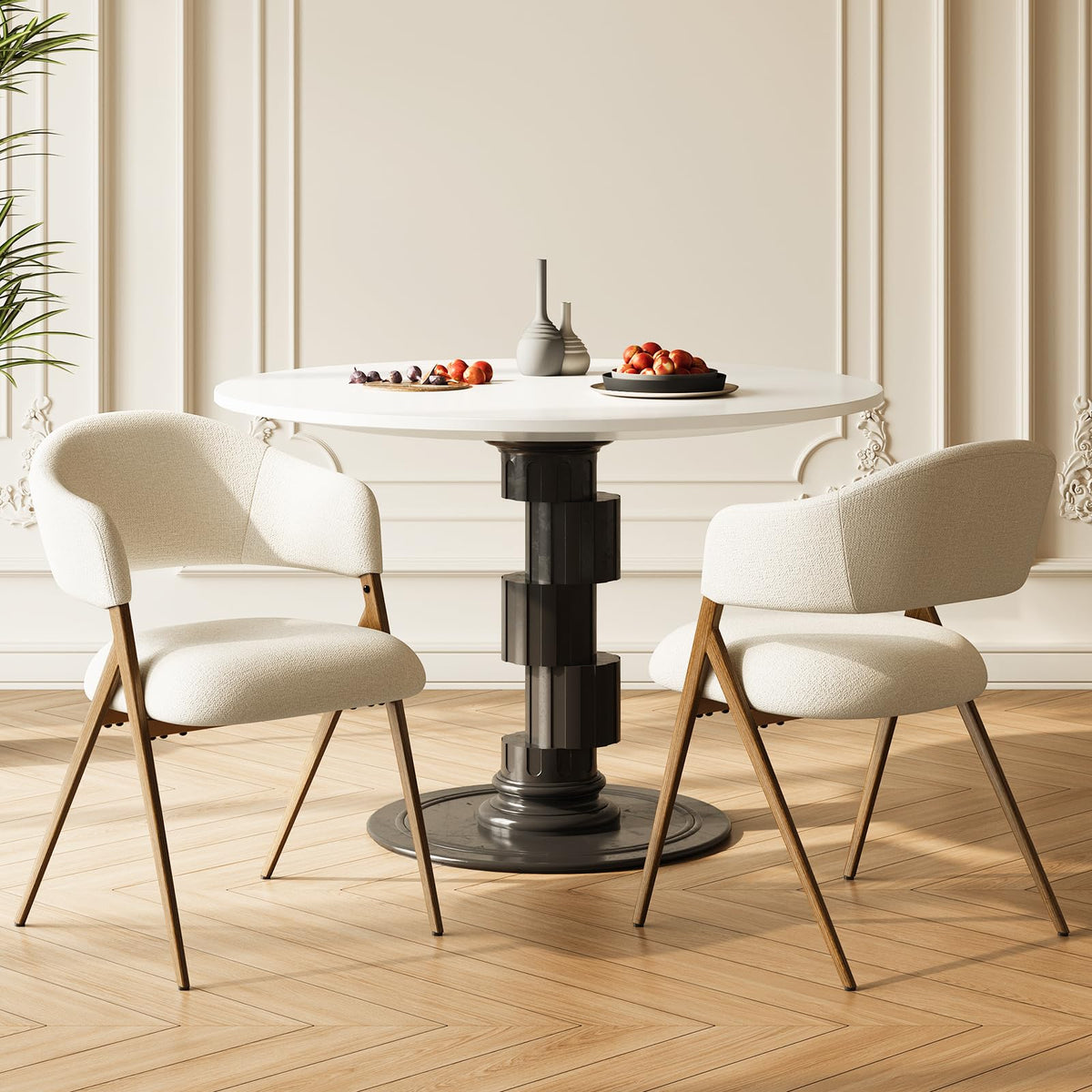 COLAMY Ergonomic Linen Dining Chair with 135° Recline, Breathable Cotton-Linen Fabric, Wooden-Look Metal Legs, 125kg Capacity