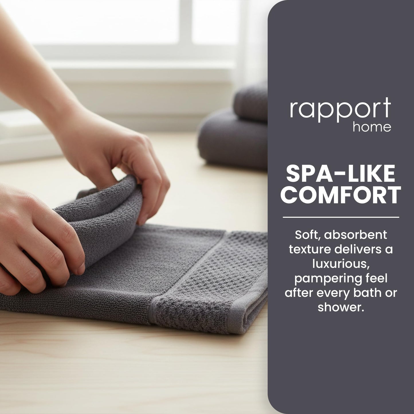 Rapport Home Eden Weave Face Towels 2-Pack Luxurious 100% Cotton 500gsm Soft Absorbent Face Cloths, Oeko-Tex Certified Bathroom Hand Towels