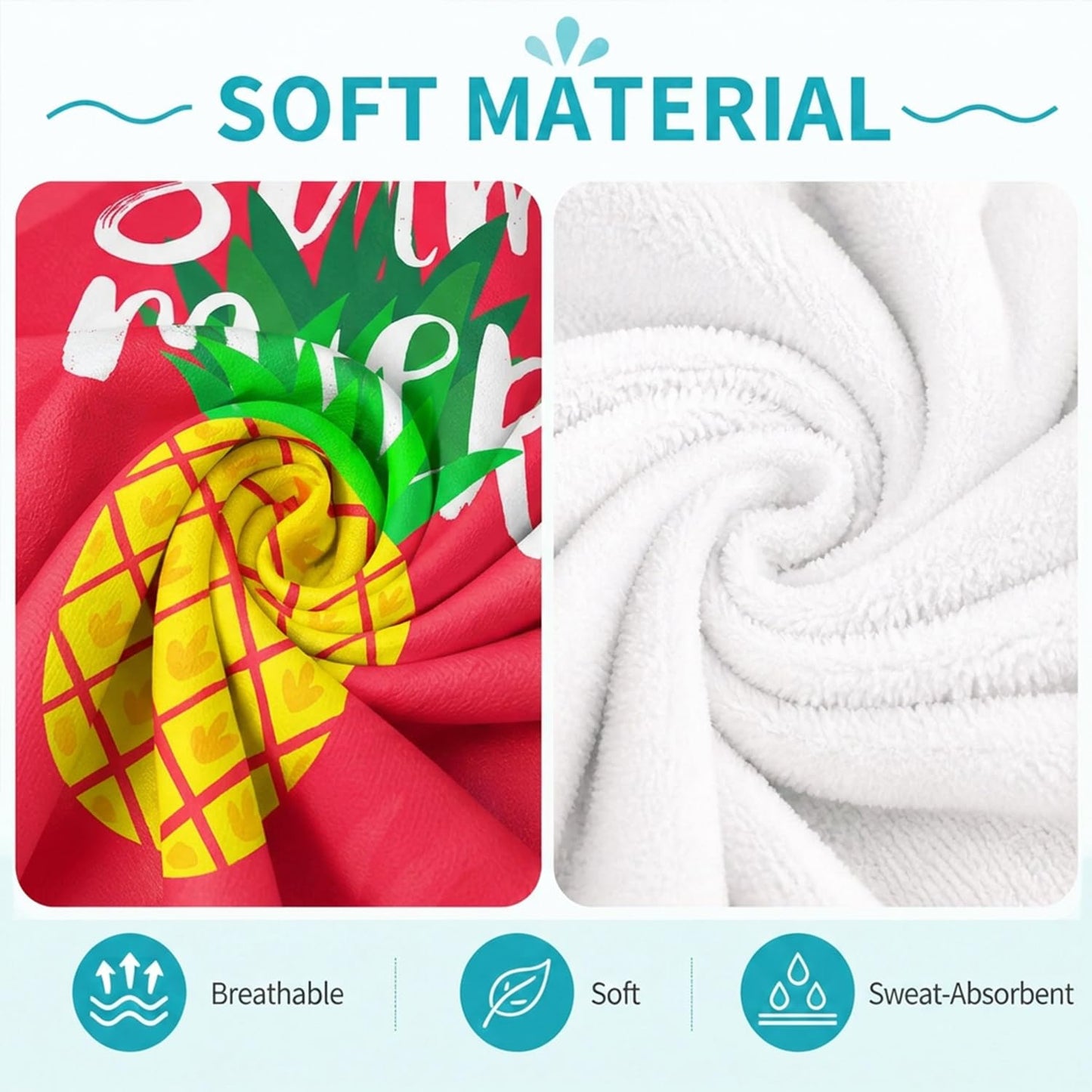 Surwin Sun Lounger Towel with Pockets, 3D Juice Print Quick Dry Beach Towel, Microfiber Sunbed Towels Travel Lounger Bag for Loungers Summer Holiday