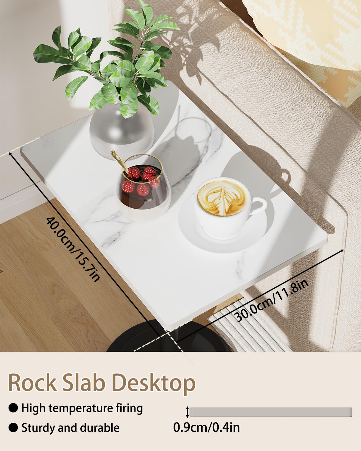 GUOHNHE Rectangle Drink Table, Height Adjustable Stand, 1 Pack, White