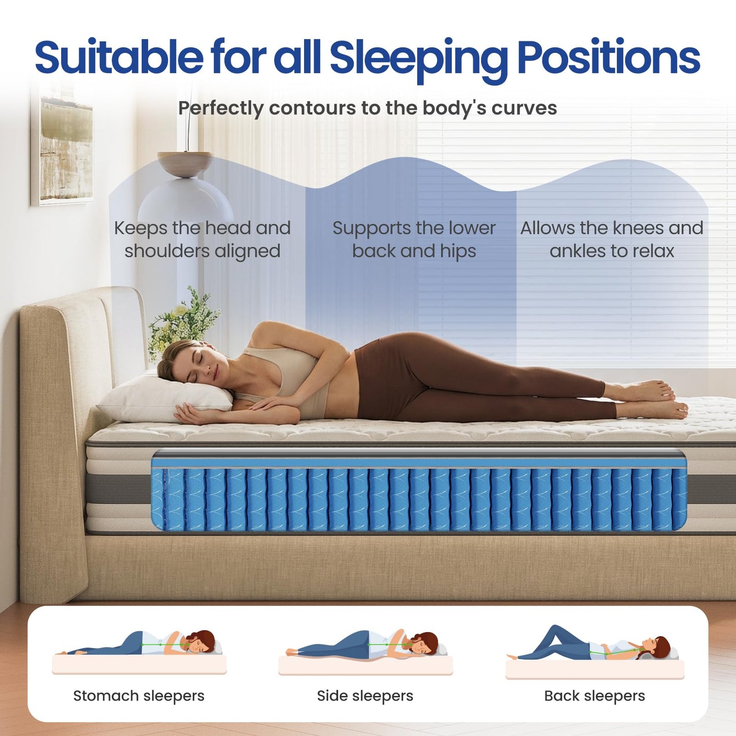 BedStory Single Mattrress 3FT, 10.3 Inch Pocket Sprung Hybrid Mattress for Pressure Relief & Back Pain Relief – Medium Firm 90x190x26 cm