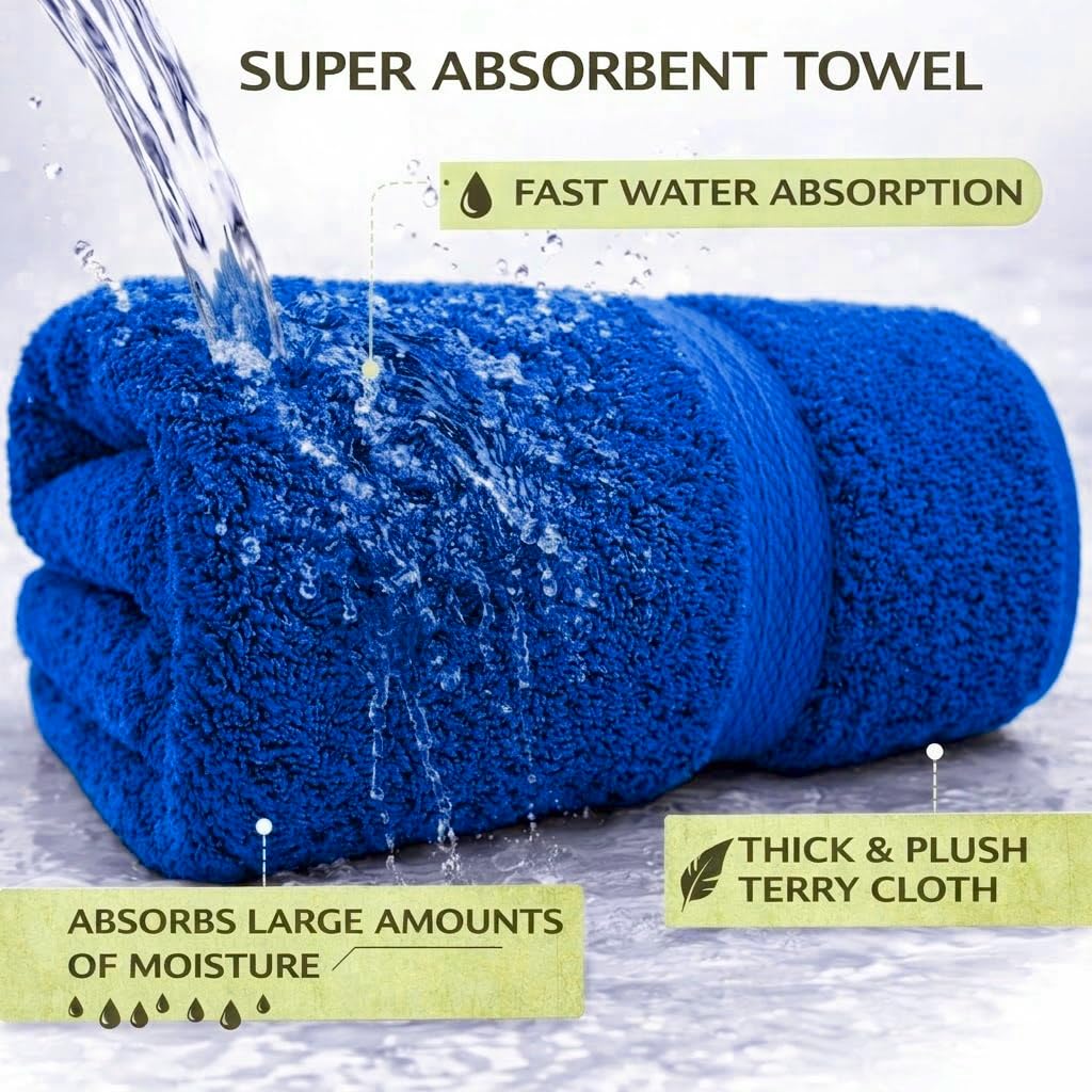 EDB 2X Extra Large Super Jumbo Bath Sheets Towels 100 cm W x 200 cm L Body Wrap Premium Quality 100% Egyptian Cotton Beach, Gym, Spa