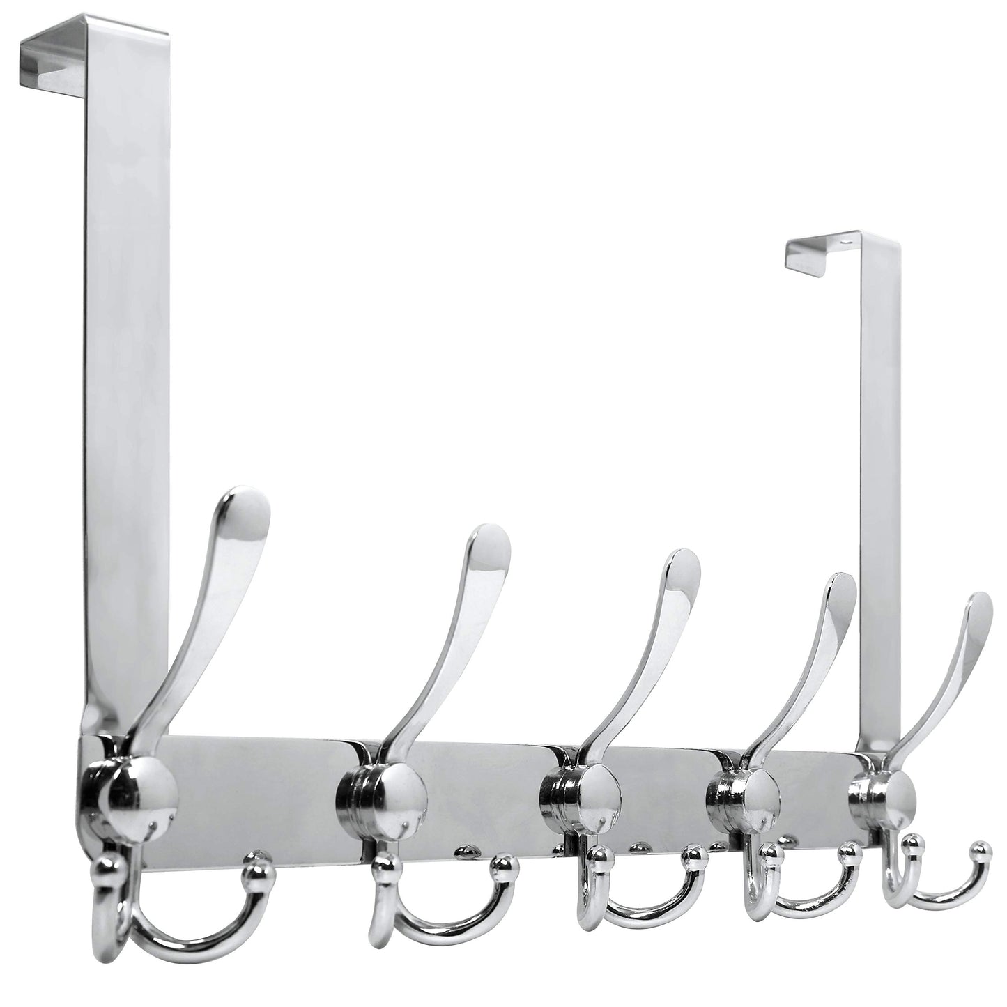 WEBI Over The Door Hook Rack with 5 Tri Hooks for Hanging Coats,Over Door Hanger Coat Rack Over The Door Towel Rack Towel Hanger for Behind Back of