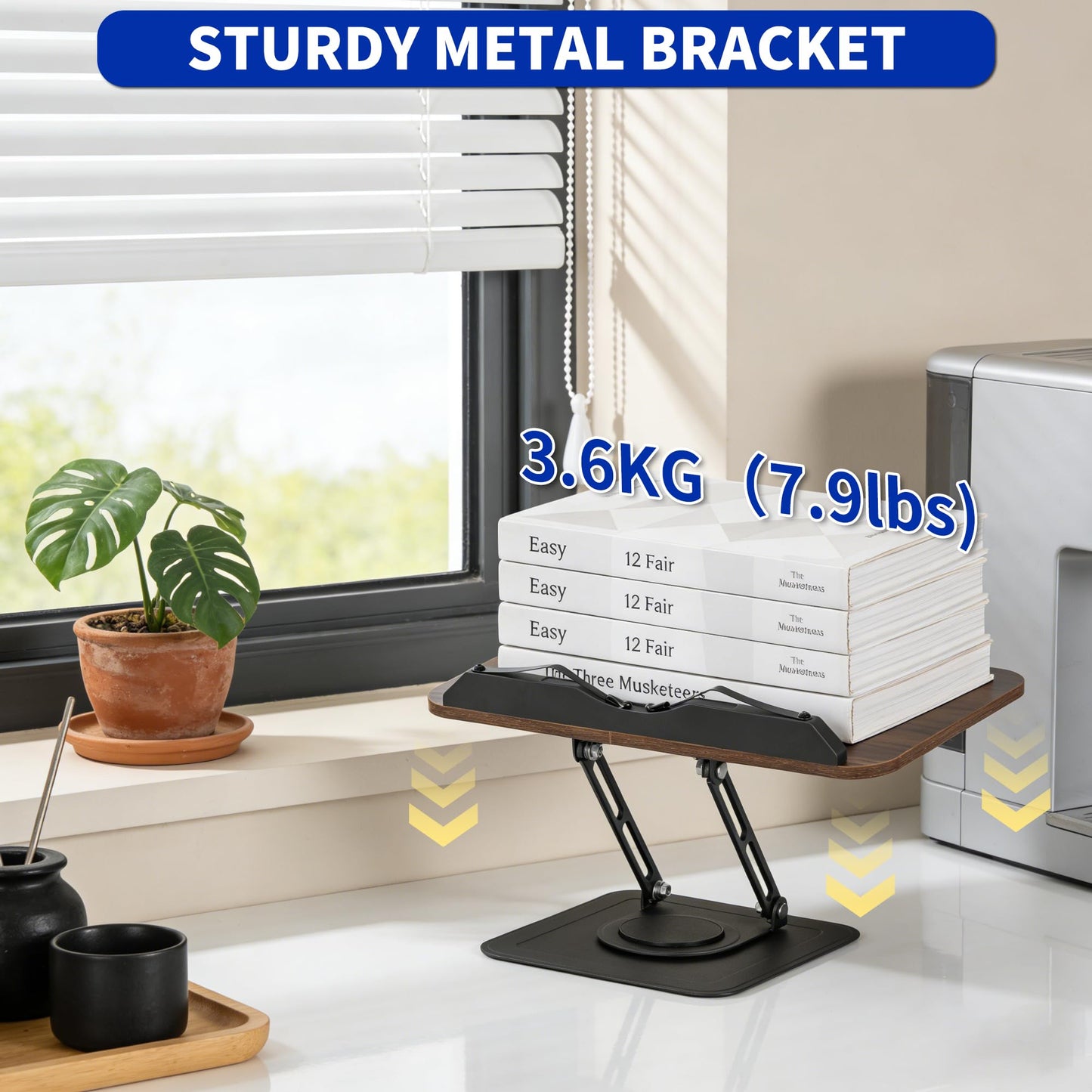 FREEAMG Book Stand for Reading, Adjustable Book Stand with 360° Swivel Base