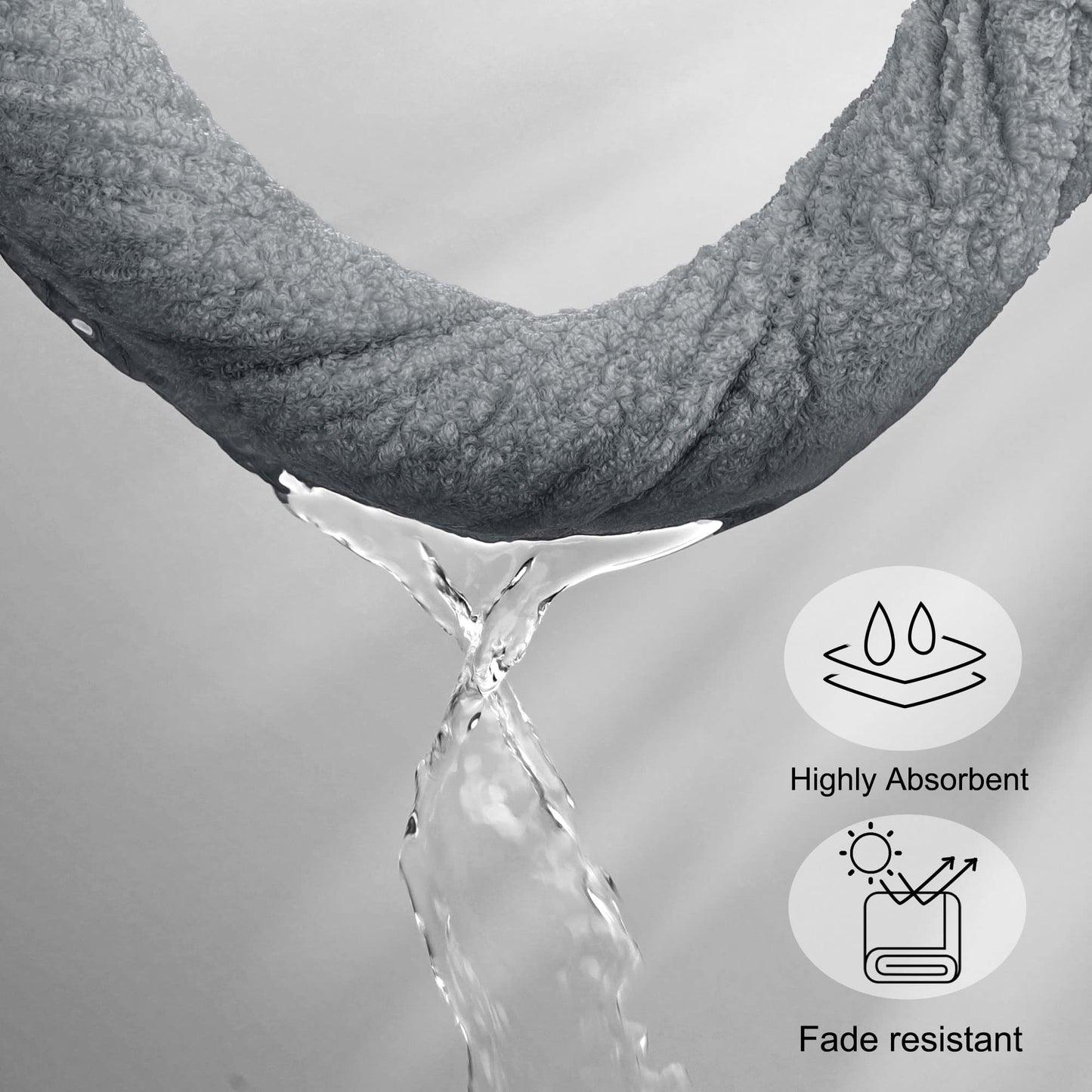 PiccoCasa Combed Cotton Bath Towels 4 Pack Grey 70cm x 140cm