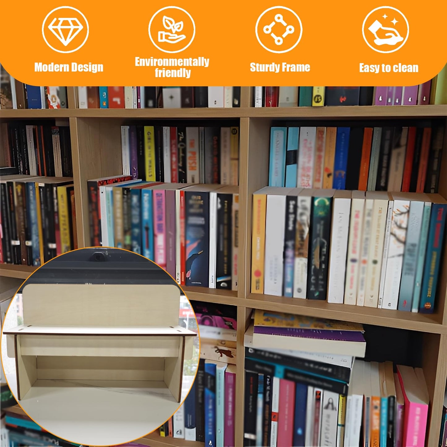 SUNUCO Paperback Book Riser insert compatible with Ikea Kallax Storage Unit, Inserts Shelves for Improved Book Organization (1Pcs)