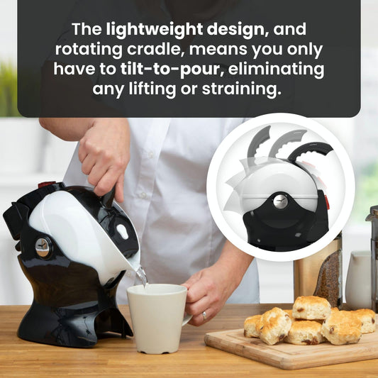 Uccello Electric Safety Kettle | Red Tipper Base Included | Effortless Pour Every Time | Daily Living Drinking Aid For Disabled and Seniors | 1.5