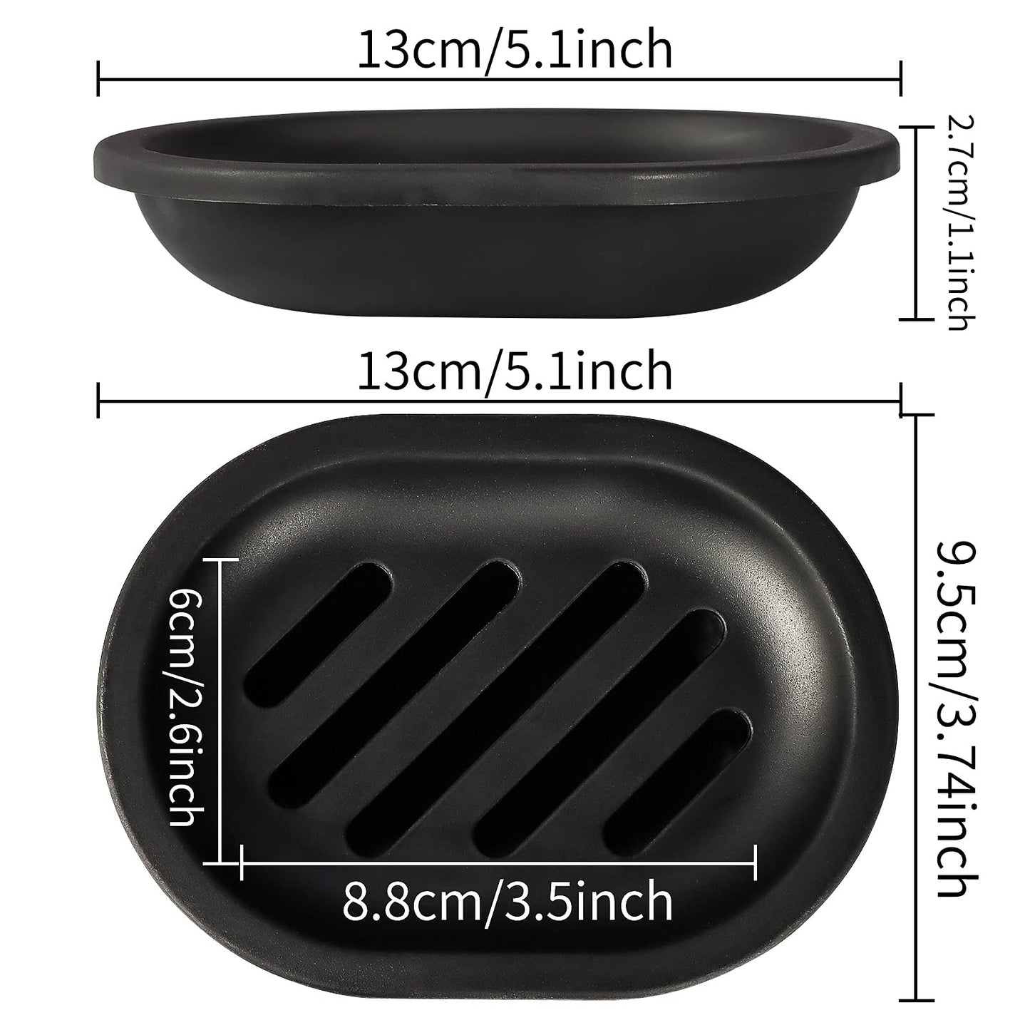 Topsky 2 Pack Plastic Soap Dish, Soap Holder Black