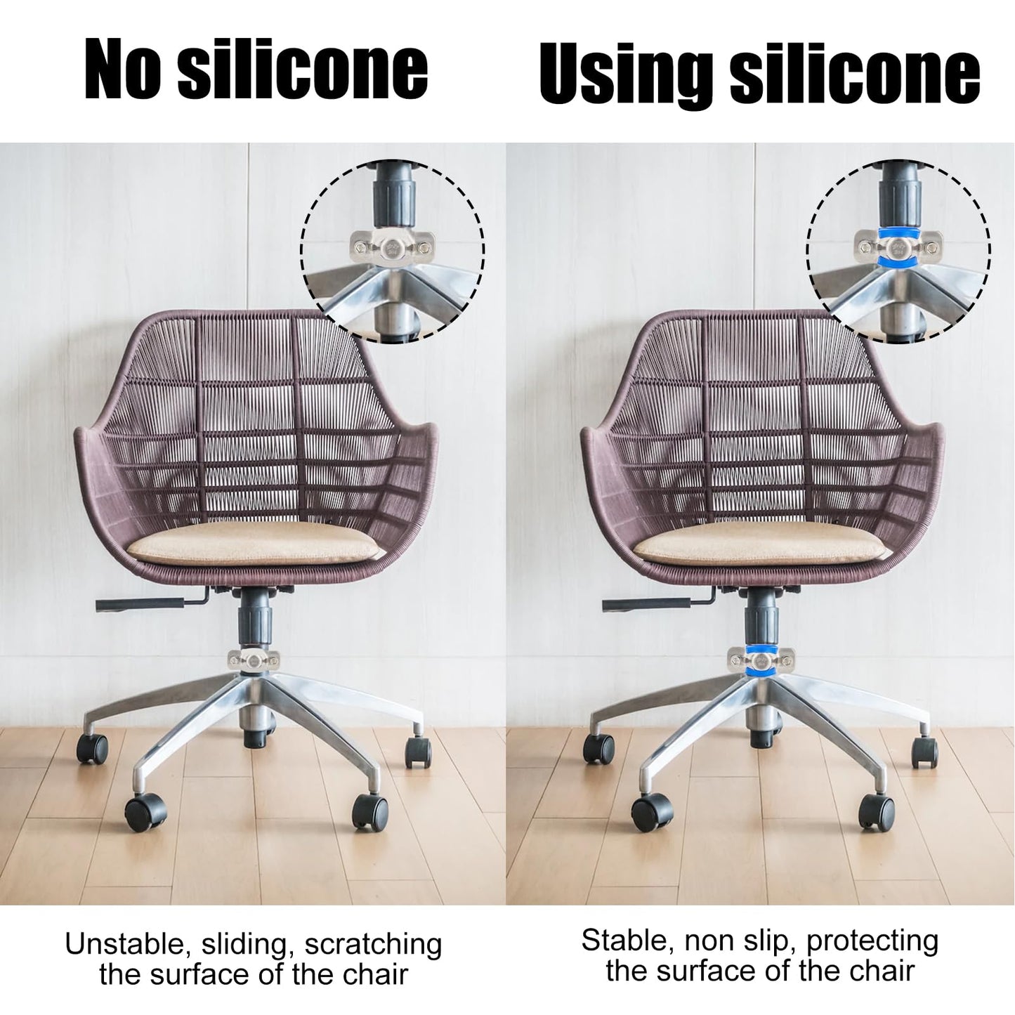 NICENEEDED 2 Pcs Fix Sinking Office Chair, Stainless Steel Office Chair for Stop Sinking