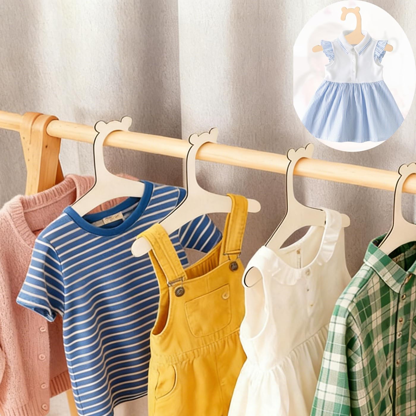 Yeenano Hangers For Clothes,10 Pcs Wooden Hangers For Clothes,Coat Hangers,Non-Slip Coat Hangers With Animal-Shaped Hooks,Space-Saving Storage For